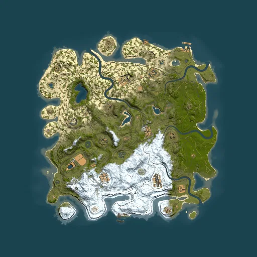 Rust map seed 0, 4500x4500m top-down preview