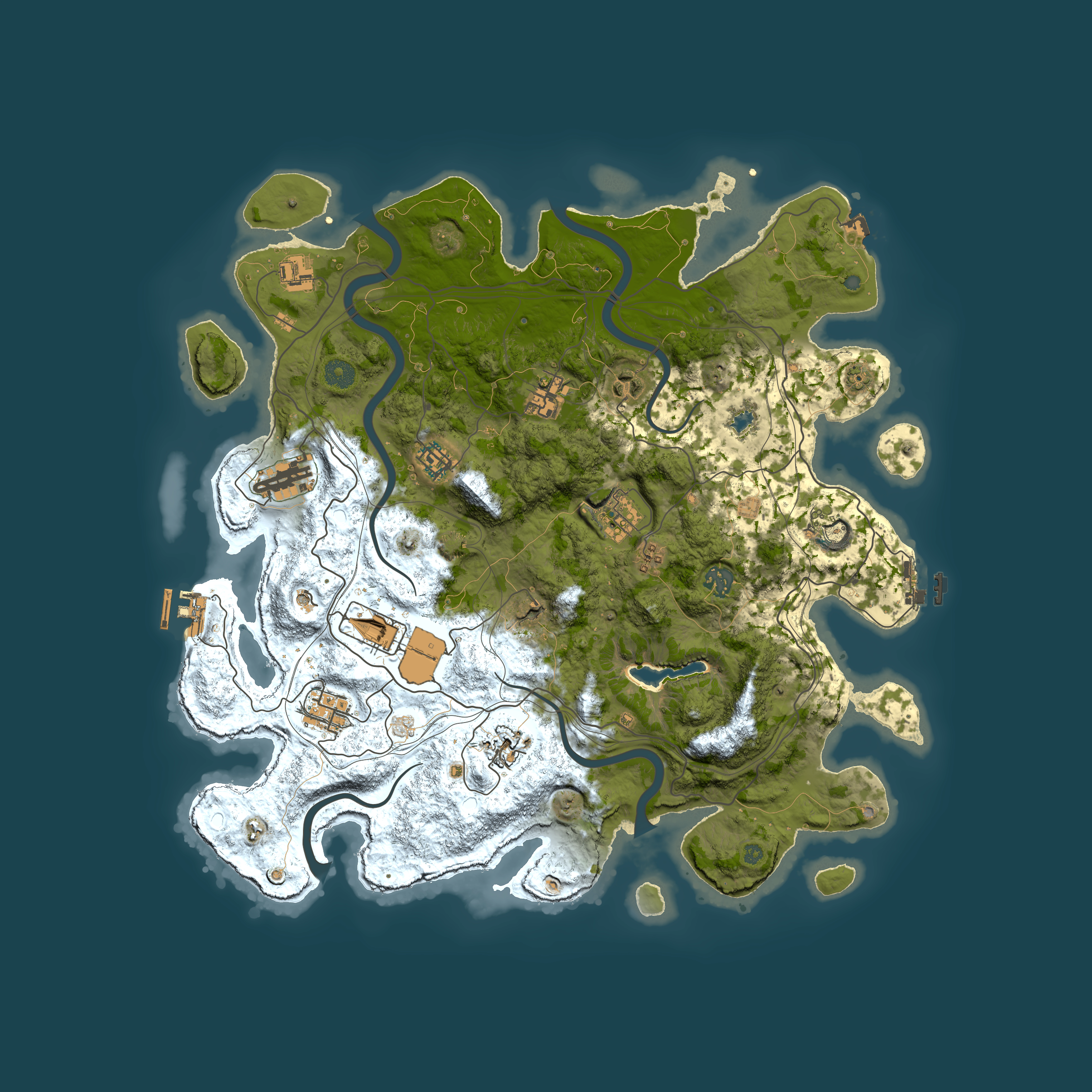 Full top-down render of Rust map seed 0, 4250x4250m