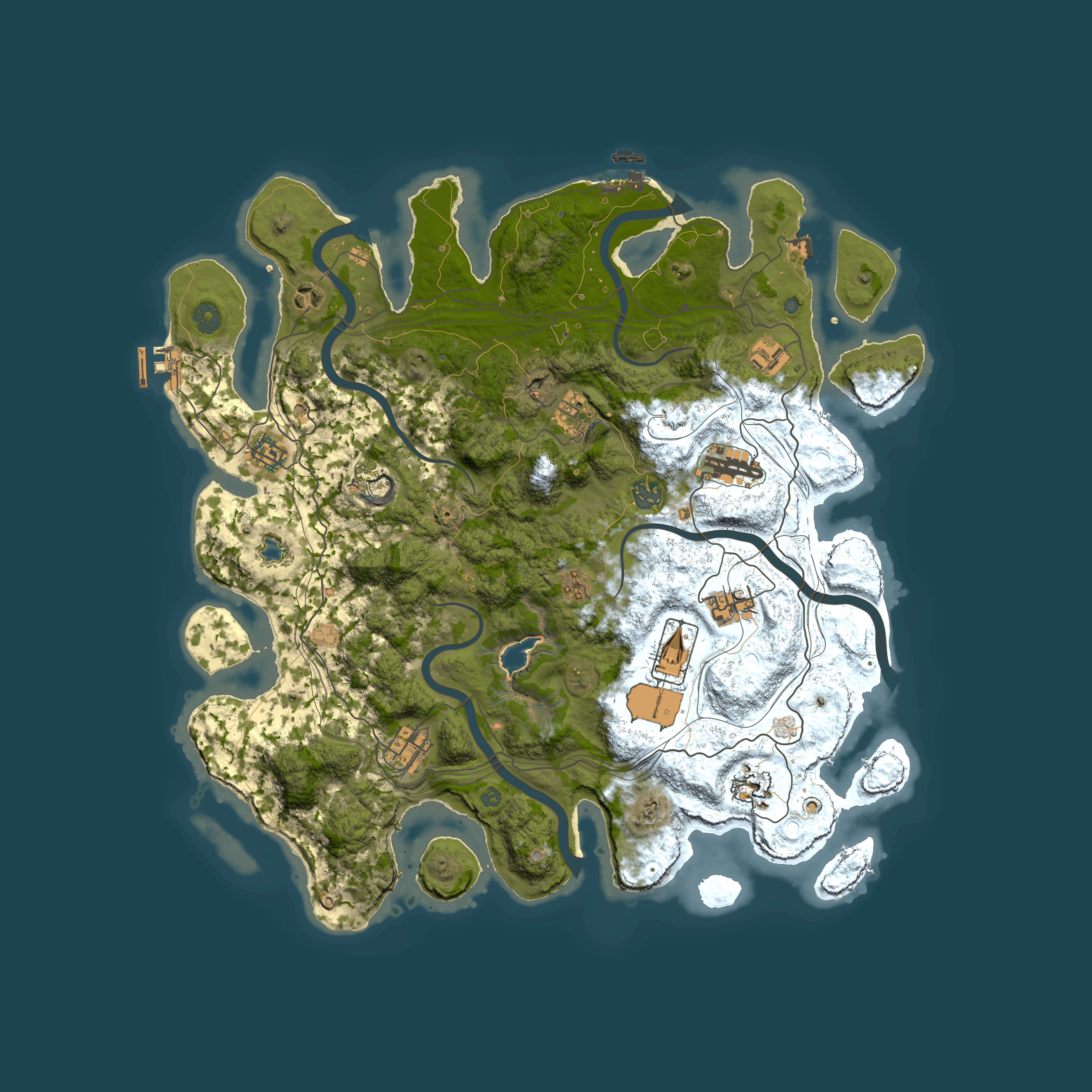 Full top-down render of Rust map seed 0, 4250x4250m