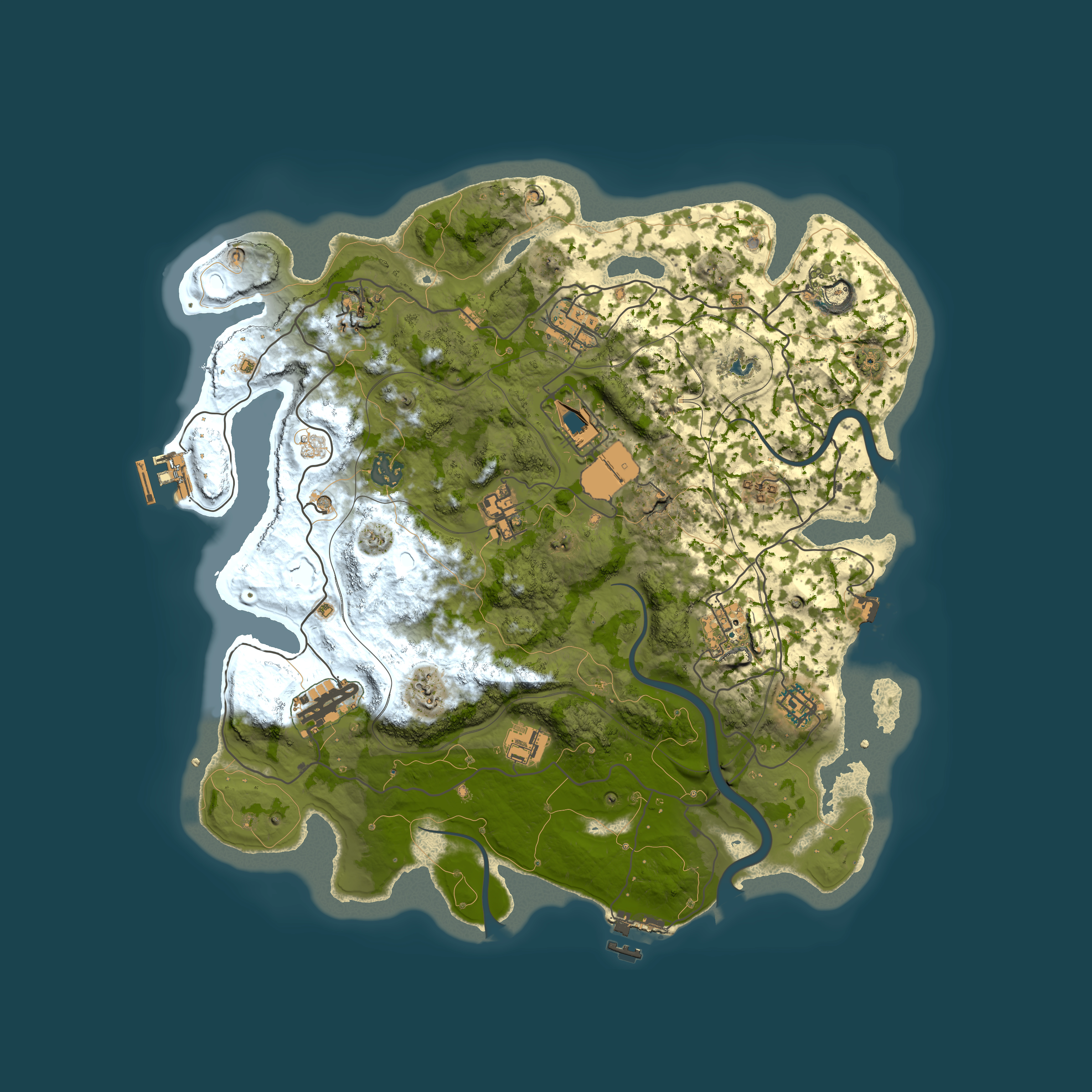 Full top-down render of Rust map seed 1337, 3800x3800m