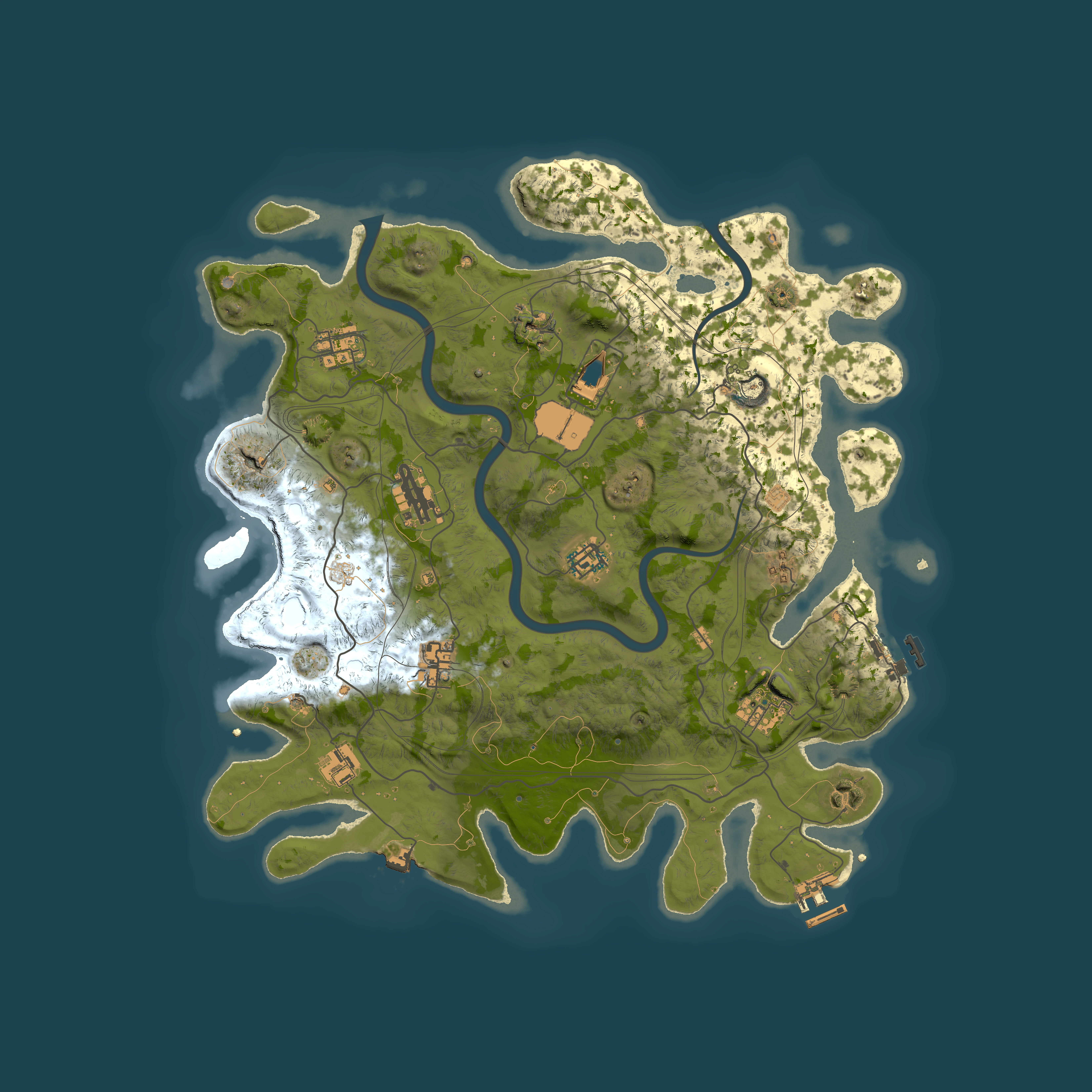 Full top-down render of Rust map seed 1337, 4000x4000m