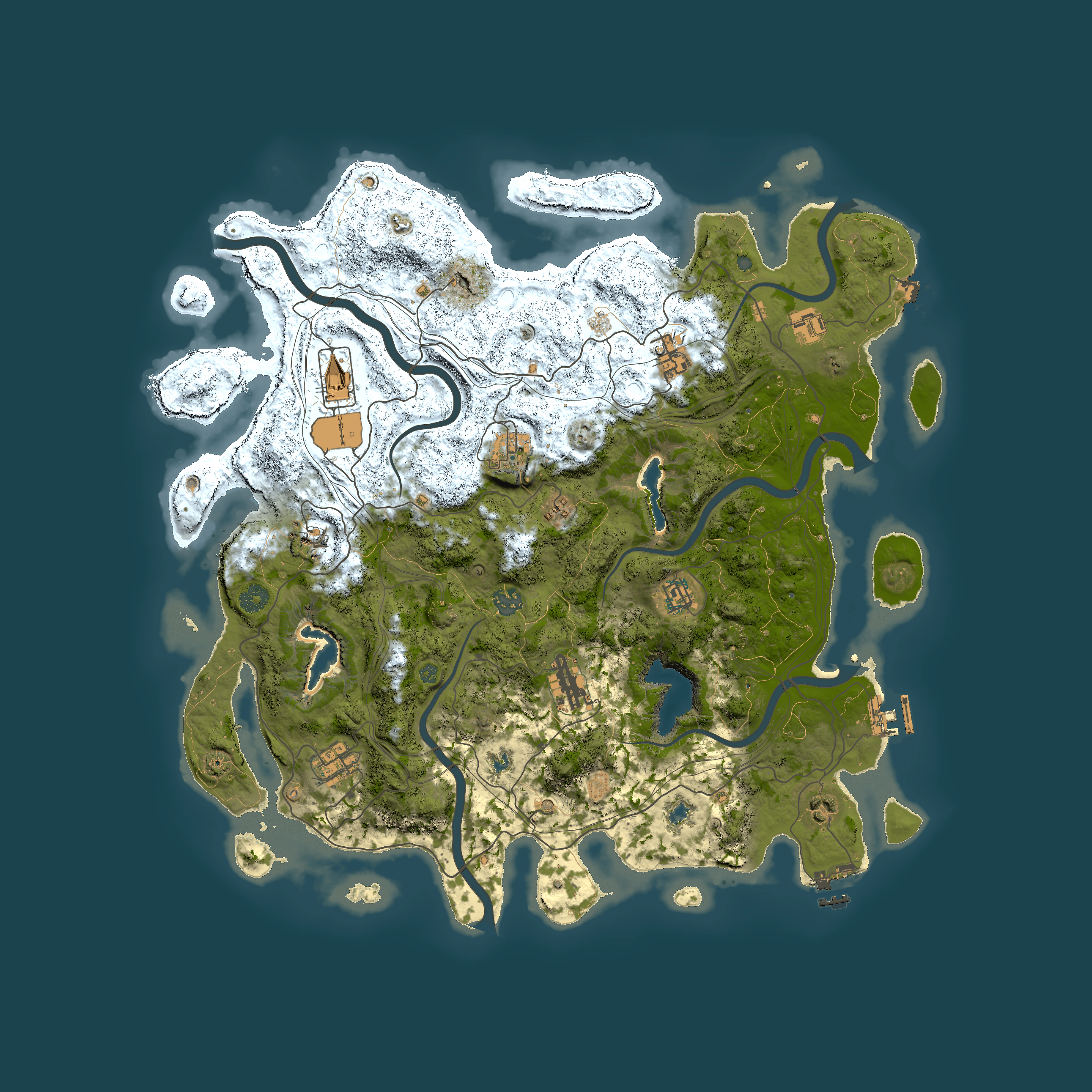 Full top-down render of Rust map seed 92053423, 4500x4500m