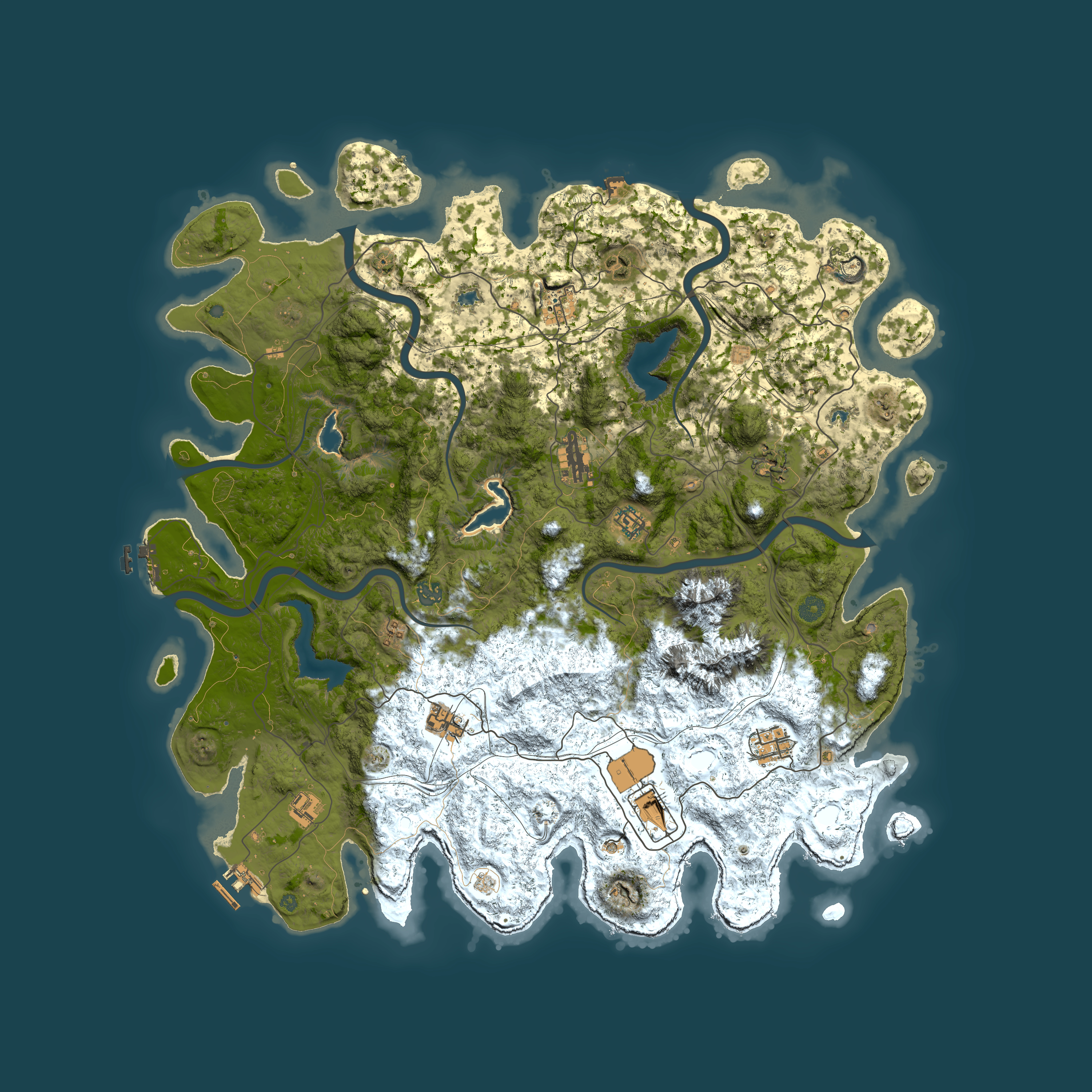 Full top-down render of Rust map seed 309235982, 5000x5000m