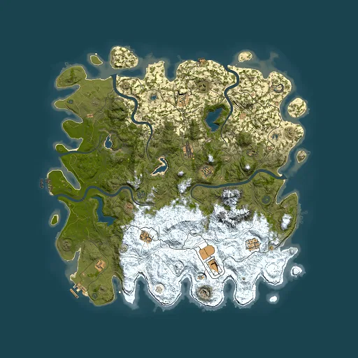 Rust map seed 309235982, 5000x5000m top-down preview