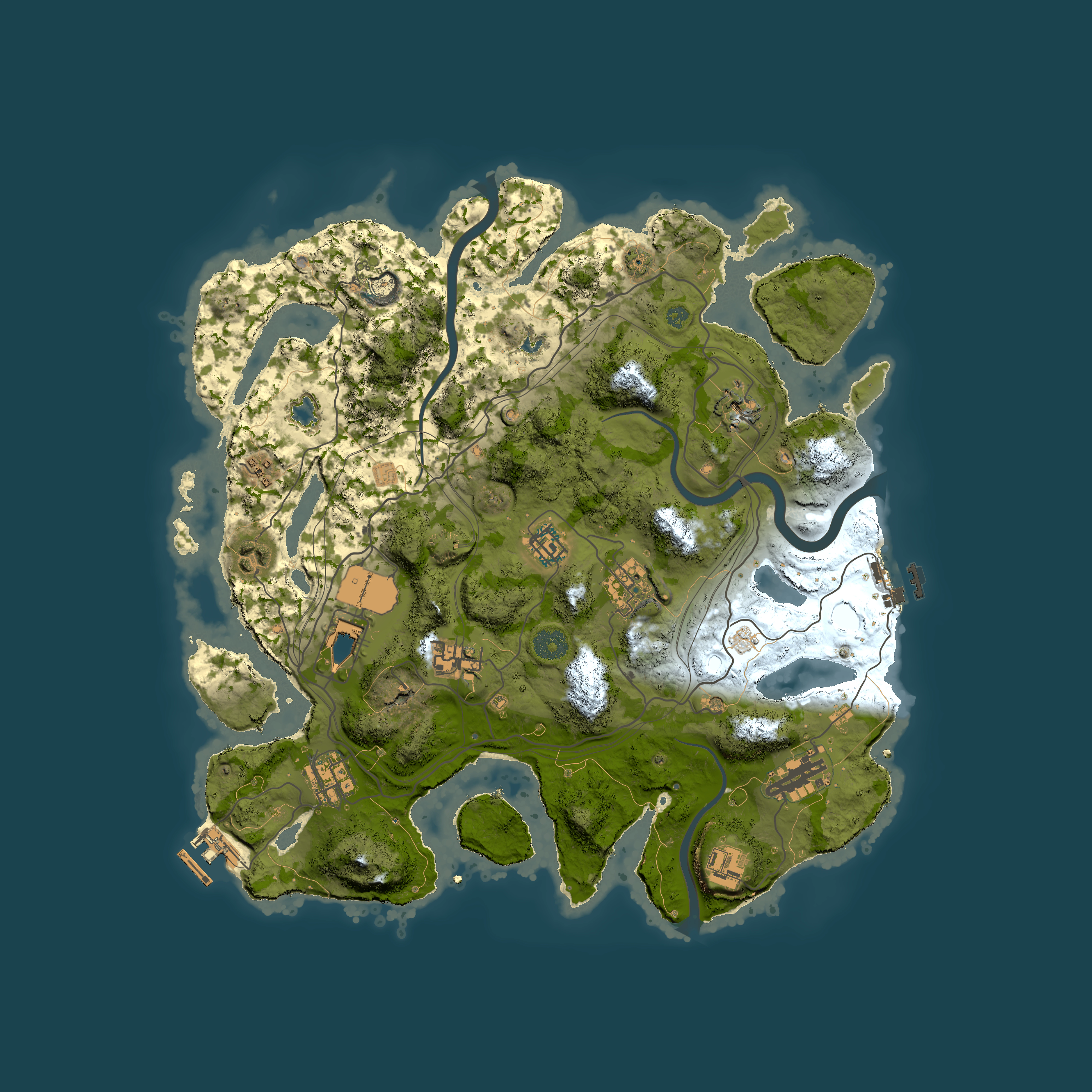 Full top-down render of Rust map seed 1337, 3800x3800m