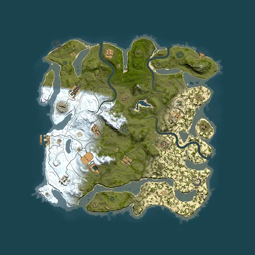 Rust map seed 1, 4200x4200m top-down preview