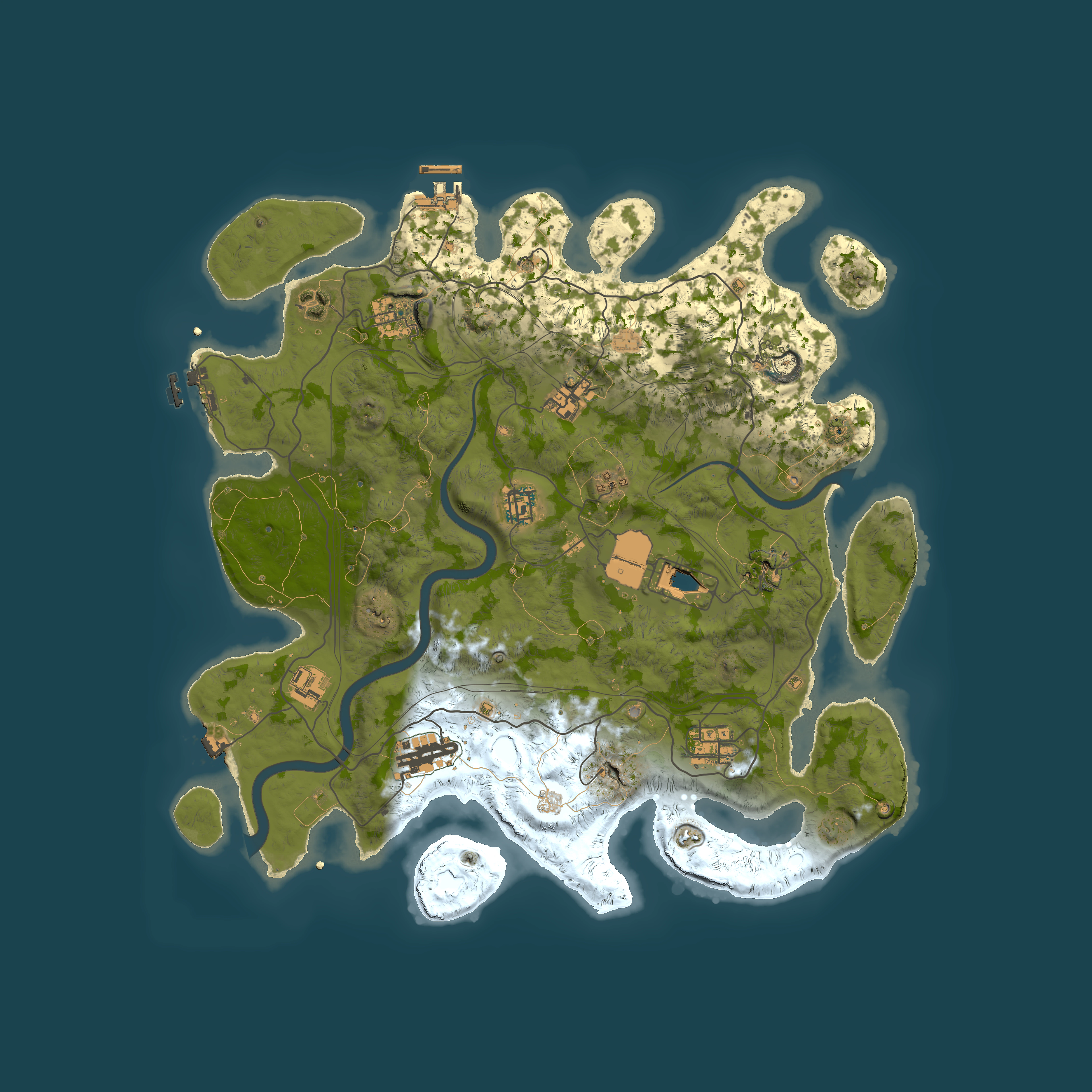 Full top-down render of Rust map seed 1337, 4000x4000m