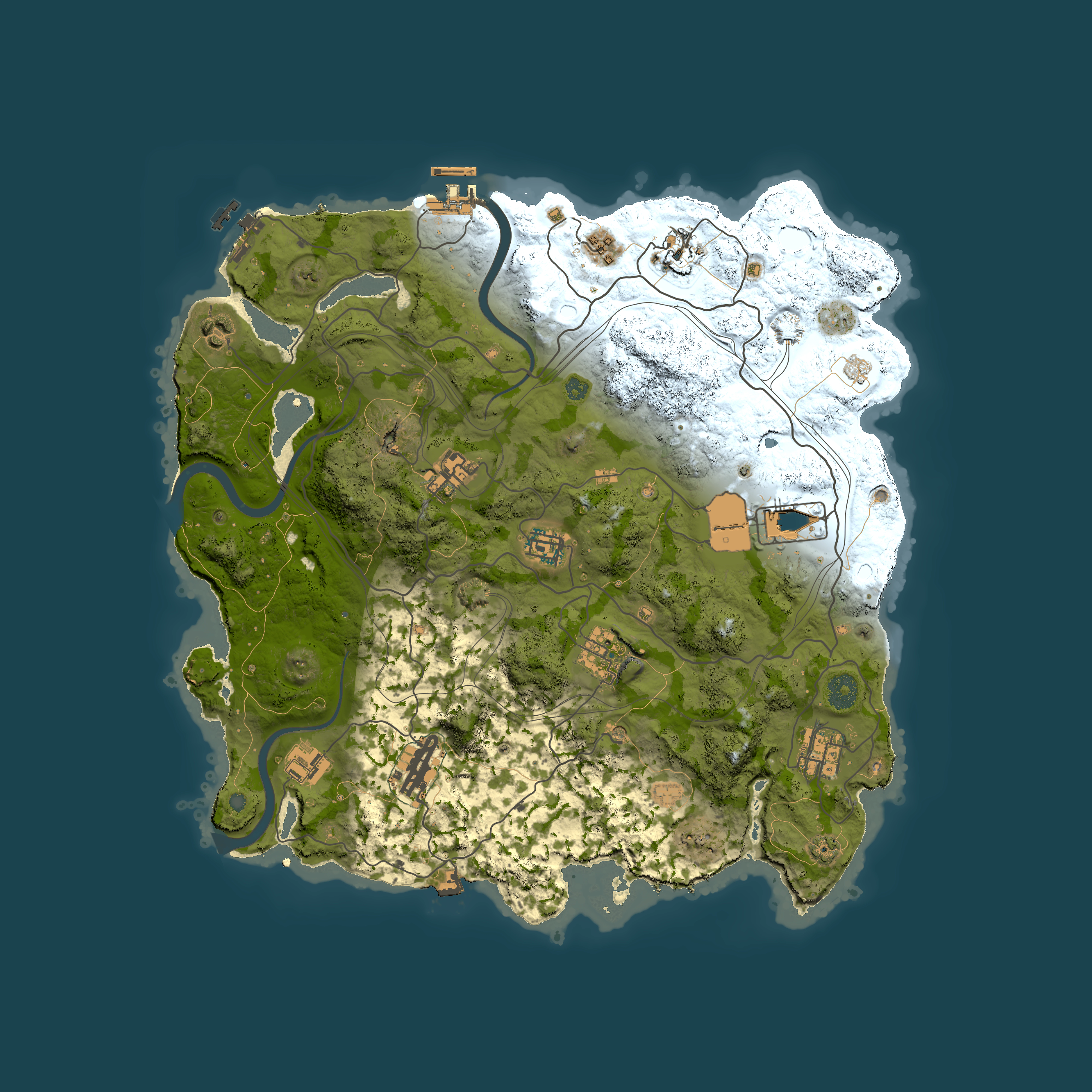 Full top-down render of Rust map seed 1724198494, 3750x3750m