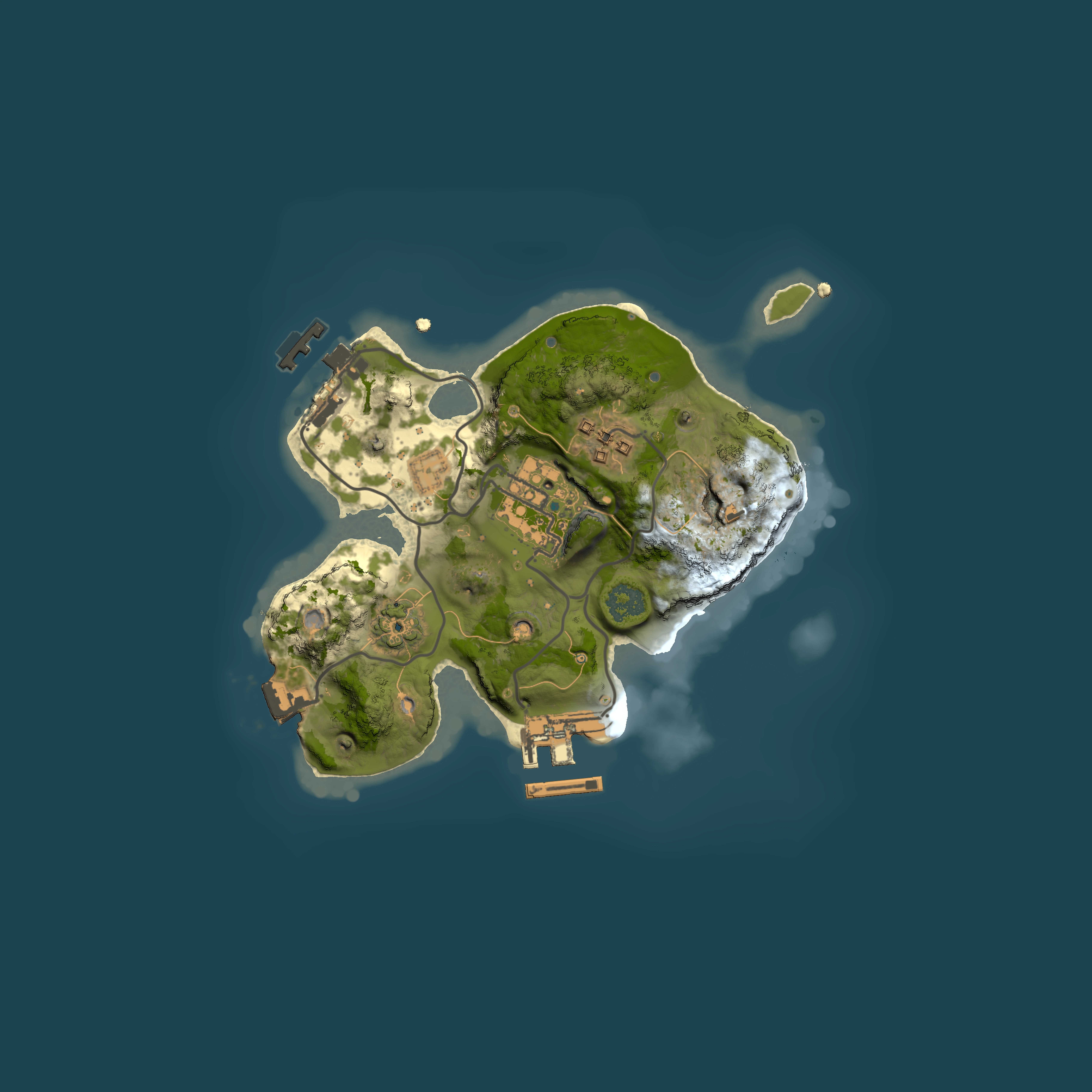 Full top-down render of Rust map seed 1491103707, 2000x2000m