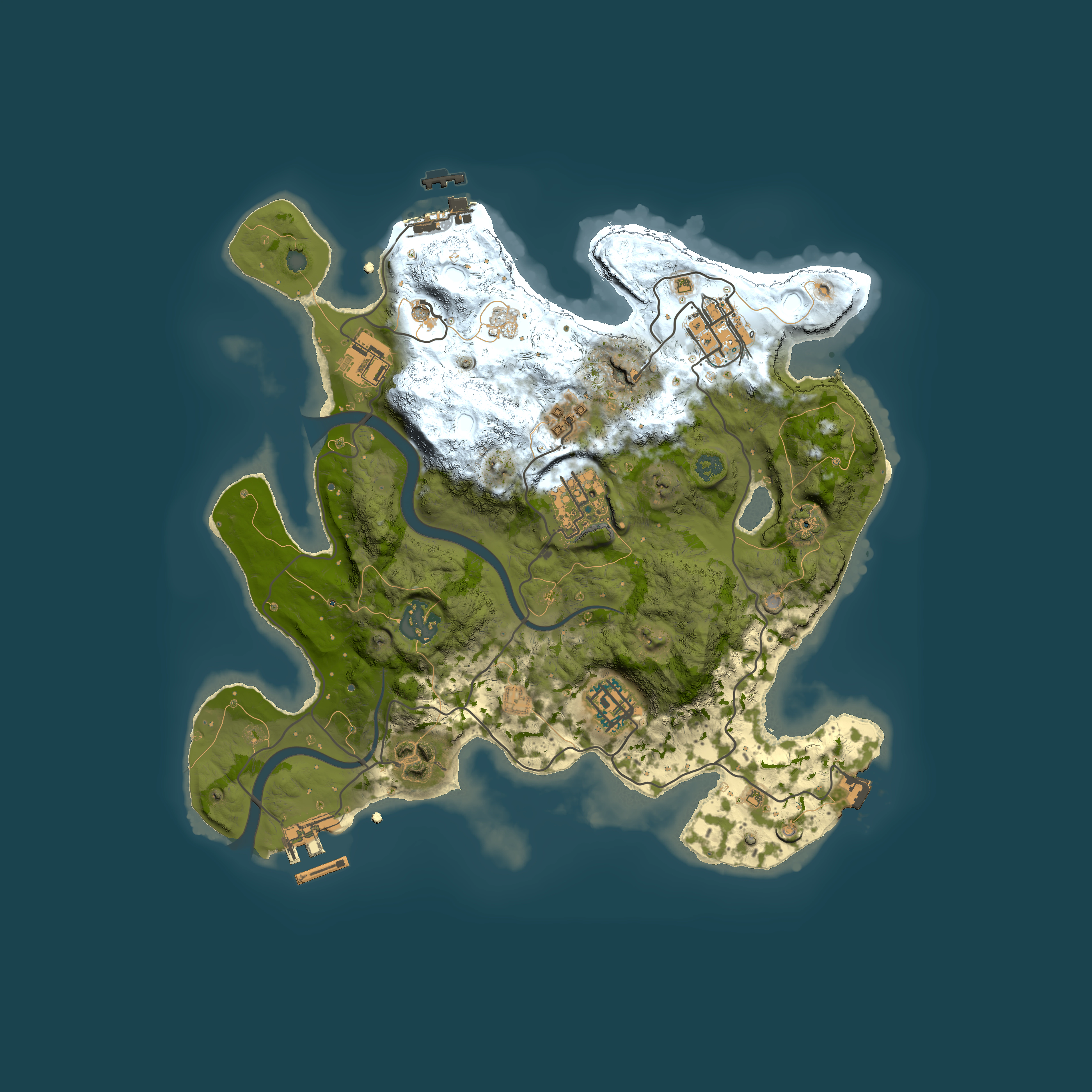 Full top-down render of Rust map seed 490209613, 3000x3000m