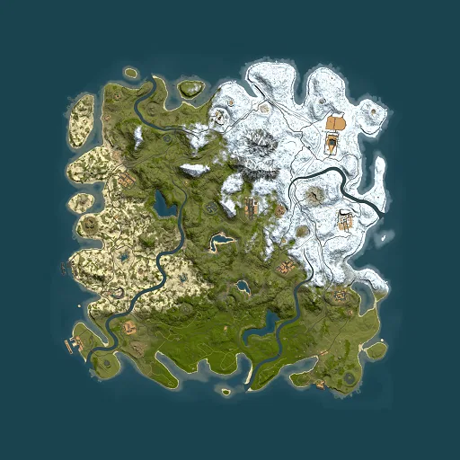 Rust map seed 1192704617, 5000x5000m top-down preview