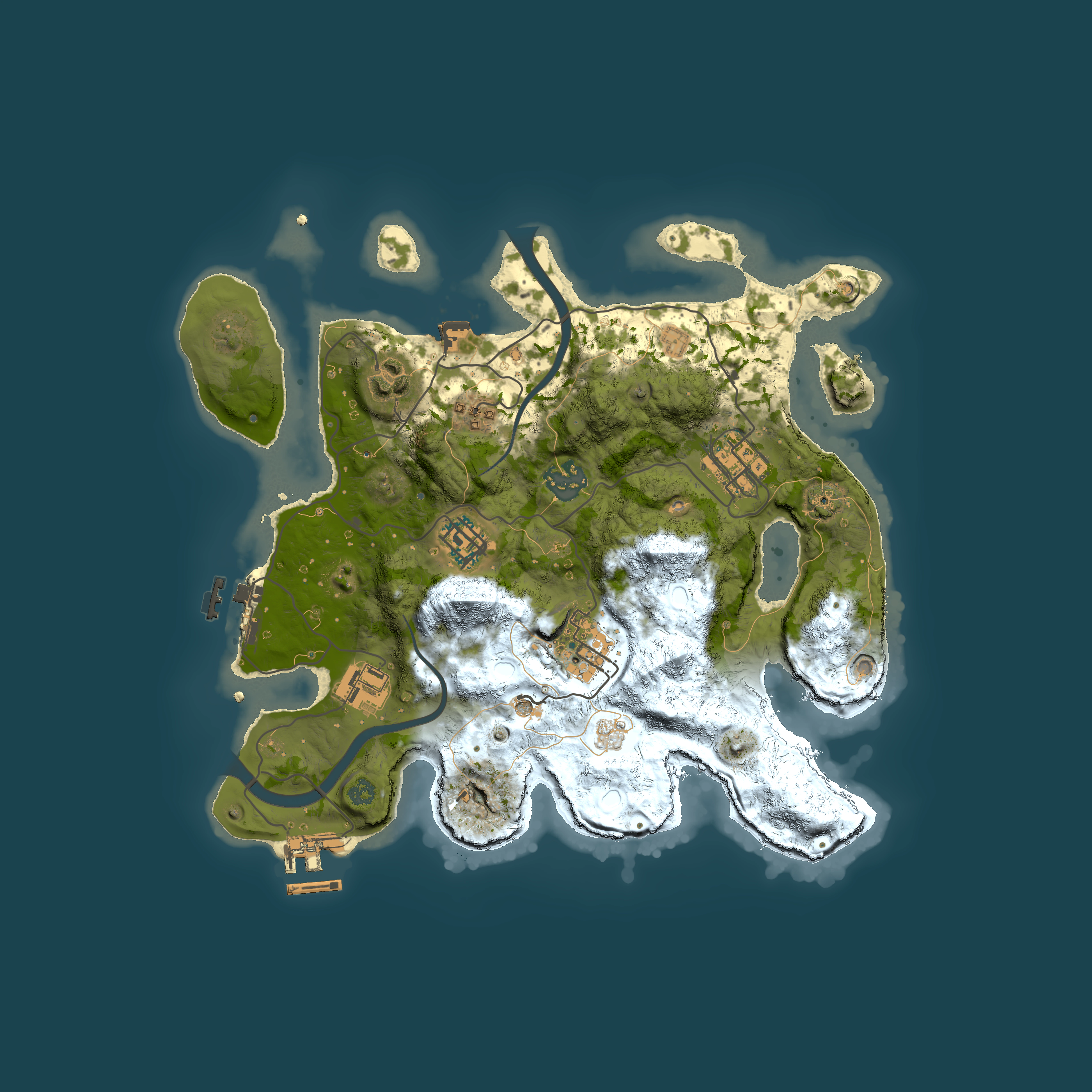 Full top-down render of Rust map seed 1955235618, 3000x3000m