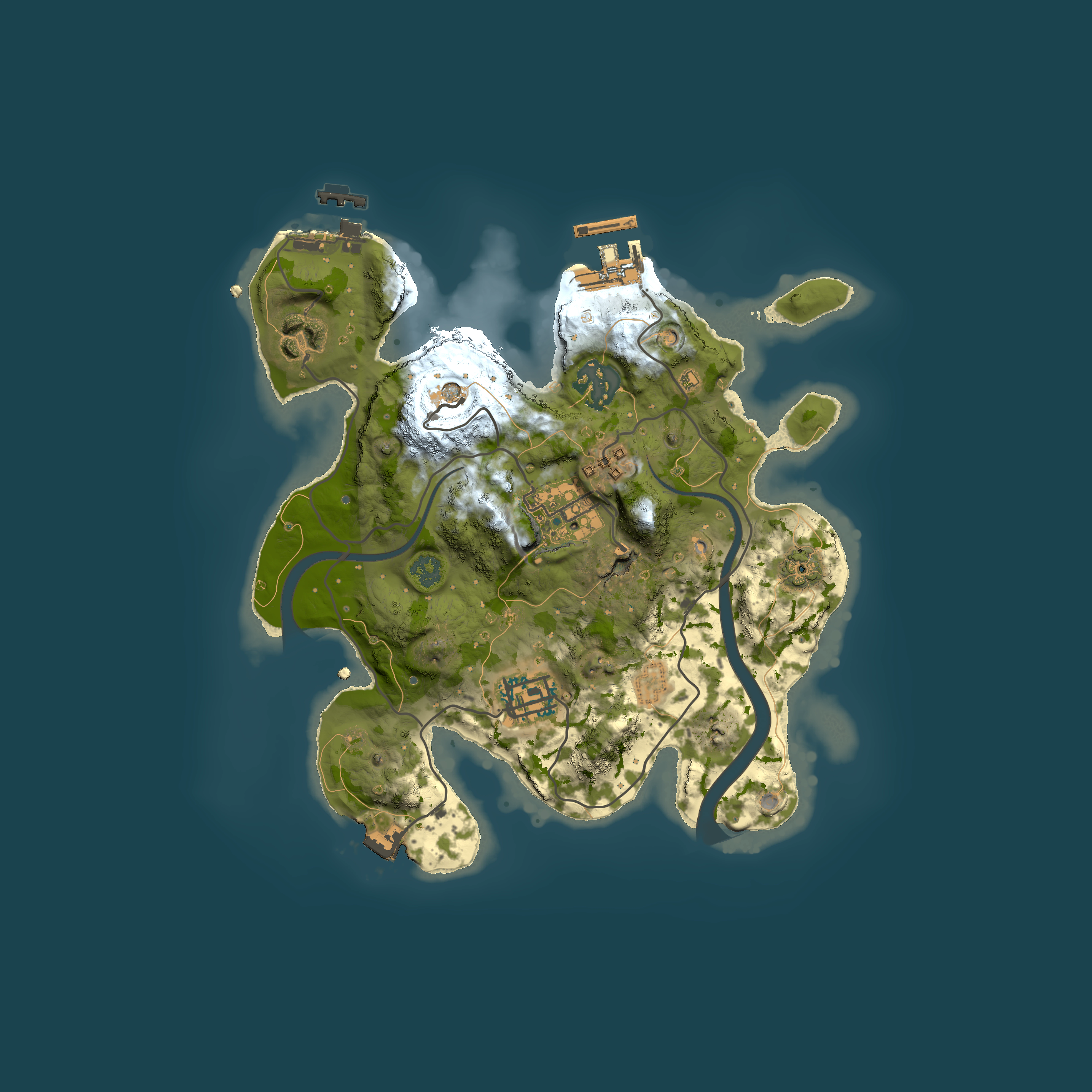 Full top-down render of Rust map seed 1558821615, 2500x2500m