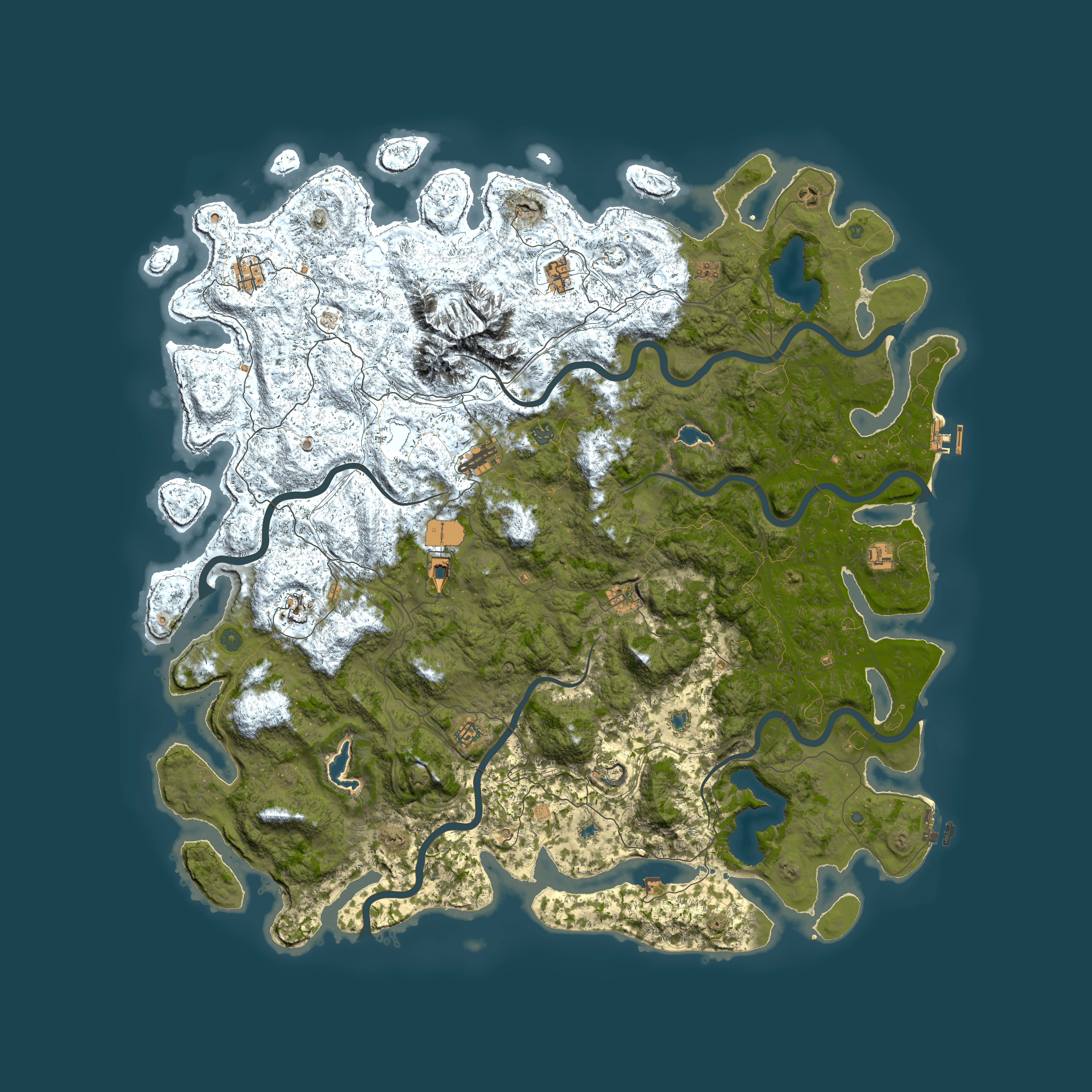 Full top-down render of Rust map seed 250912431, 6000x6000m