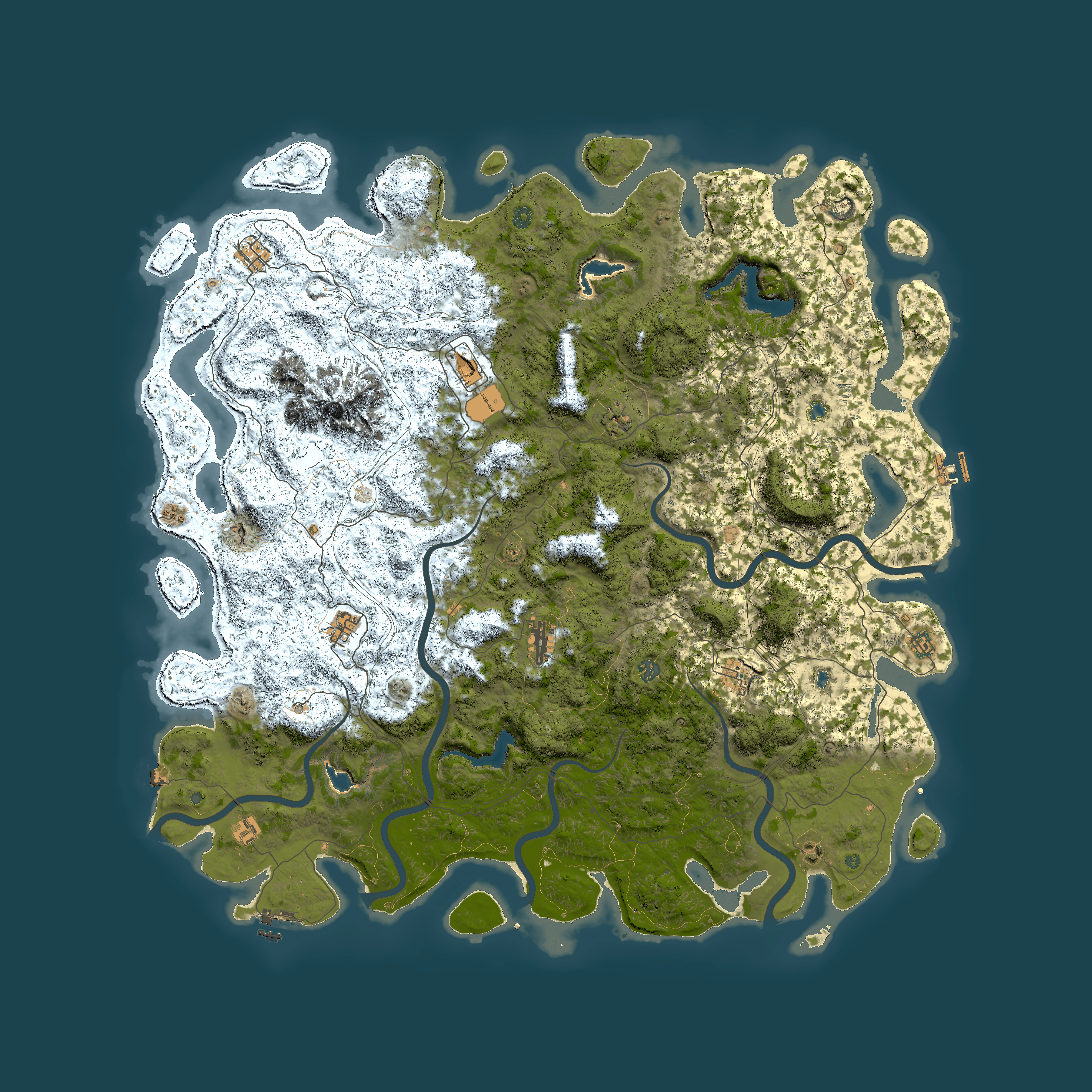 Full top-down render of Rust map seed 1813976873, 6000x6000m