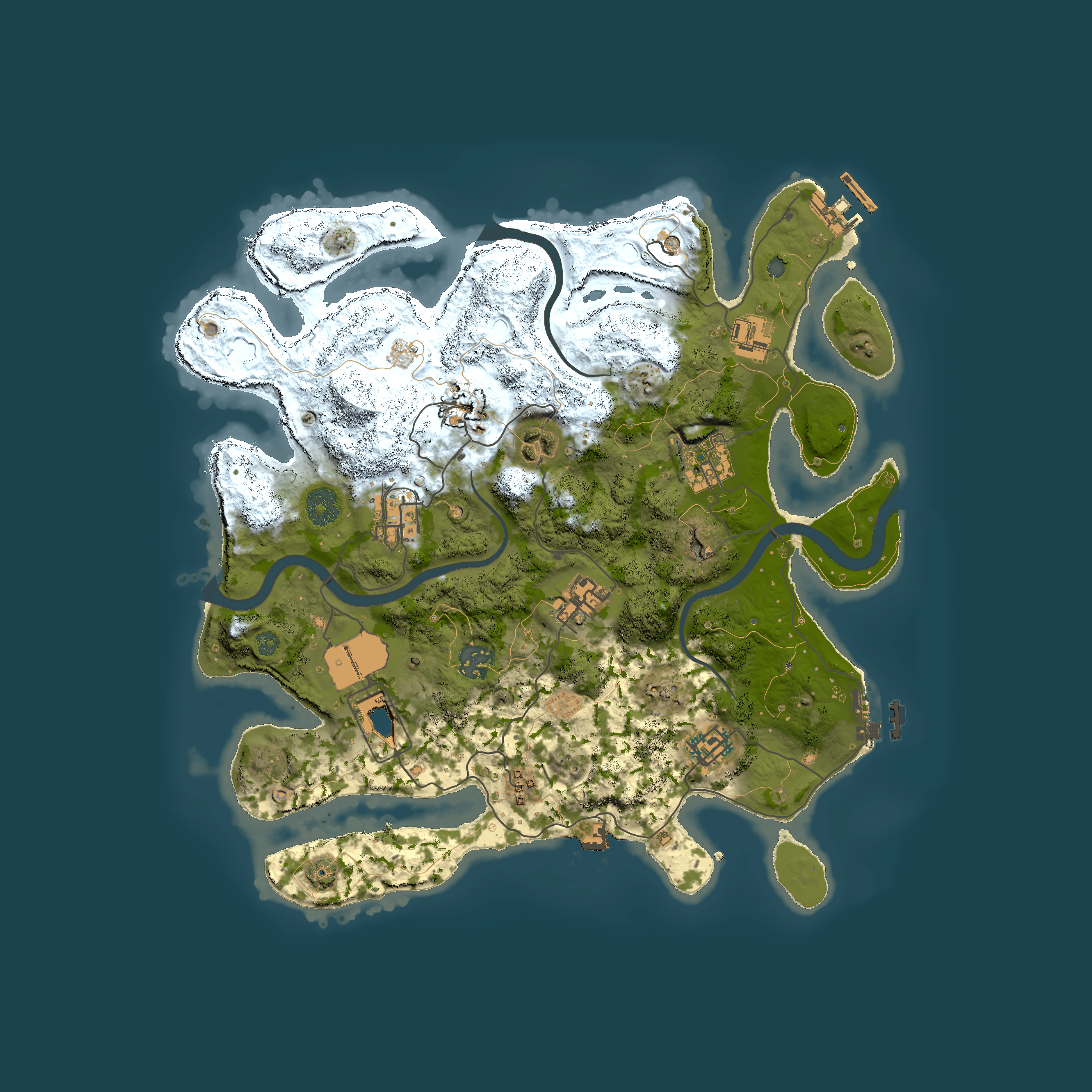 Full top-down render of Rust map seed 1437262453, 3500x3500m