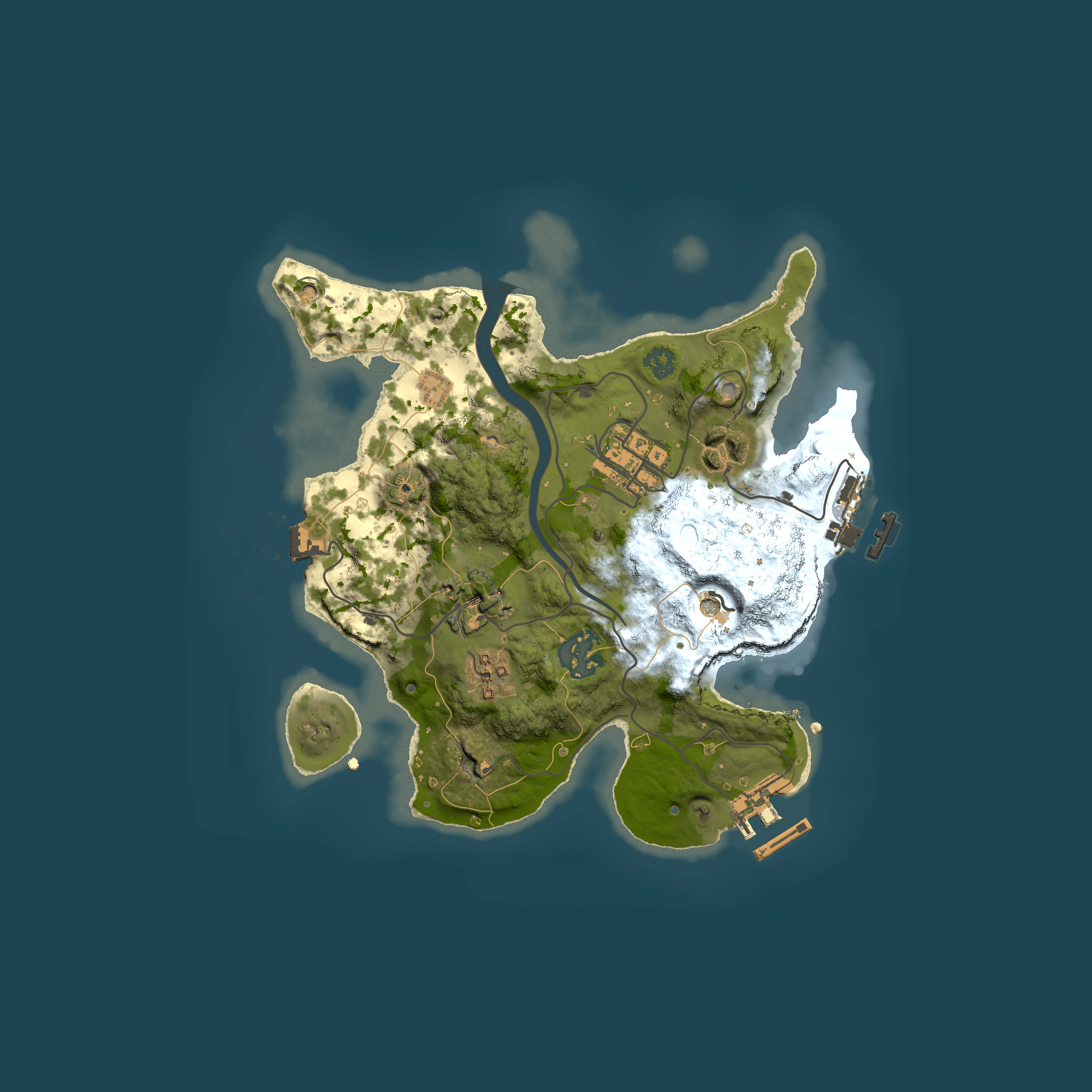 Full top-down render of Rust map seed 1600492140, 2500x2500m