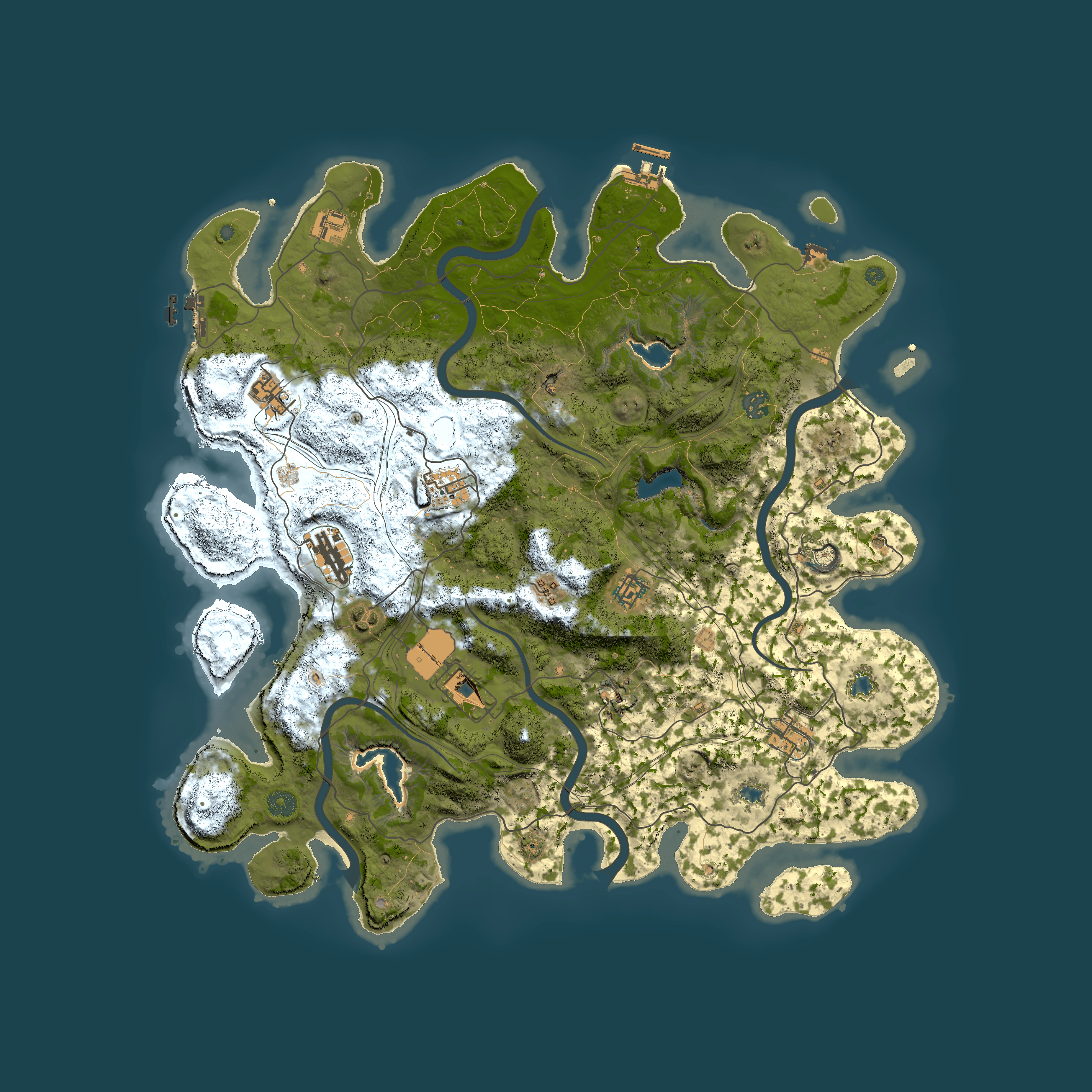 Full top-down render of Rust map seed 1008819701, 4500x4500m