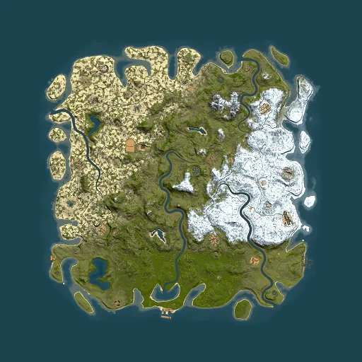Rust map seed 326733043, 6000x6000m top-down preview