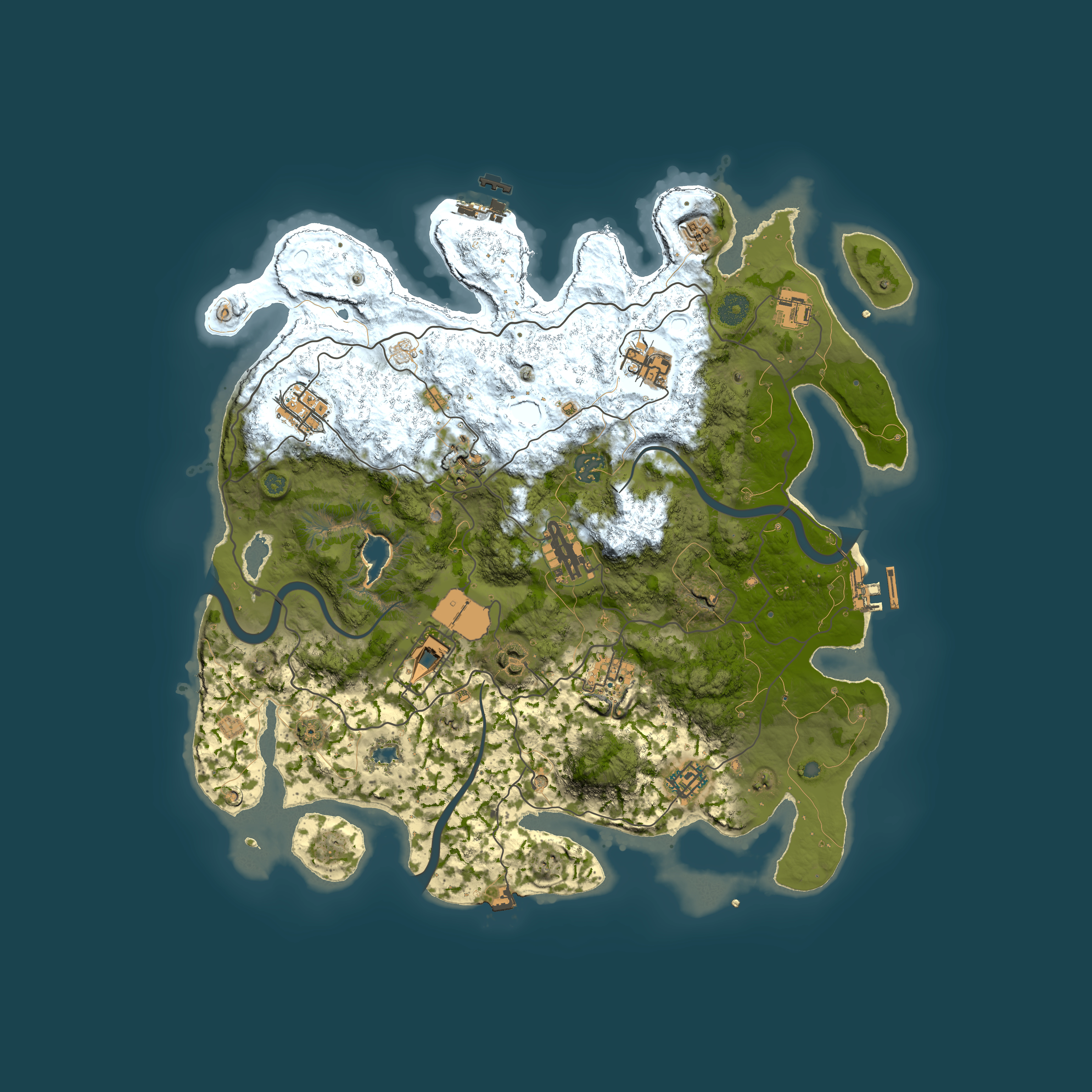 Full top-down render of Rust map seed 267166202, 4000x4000m