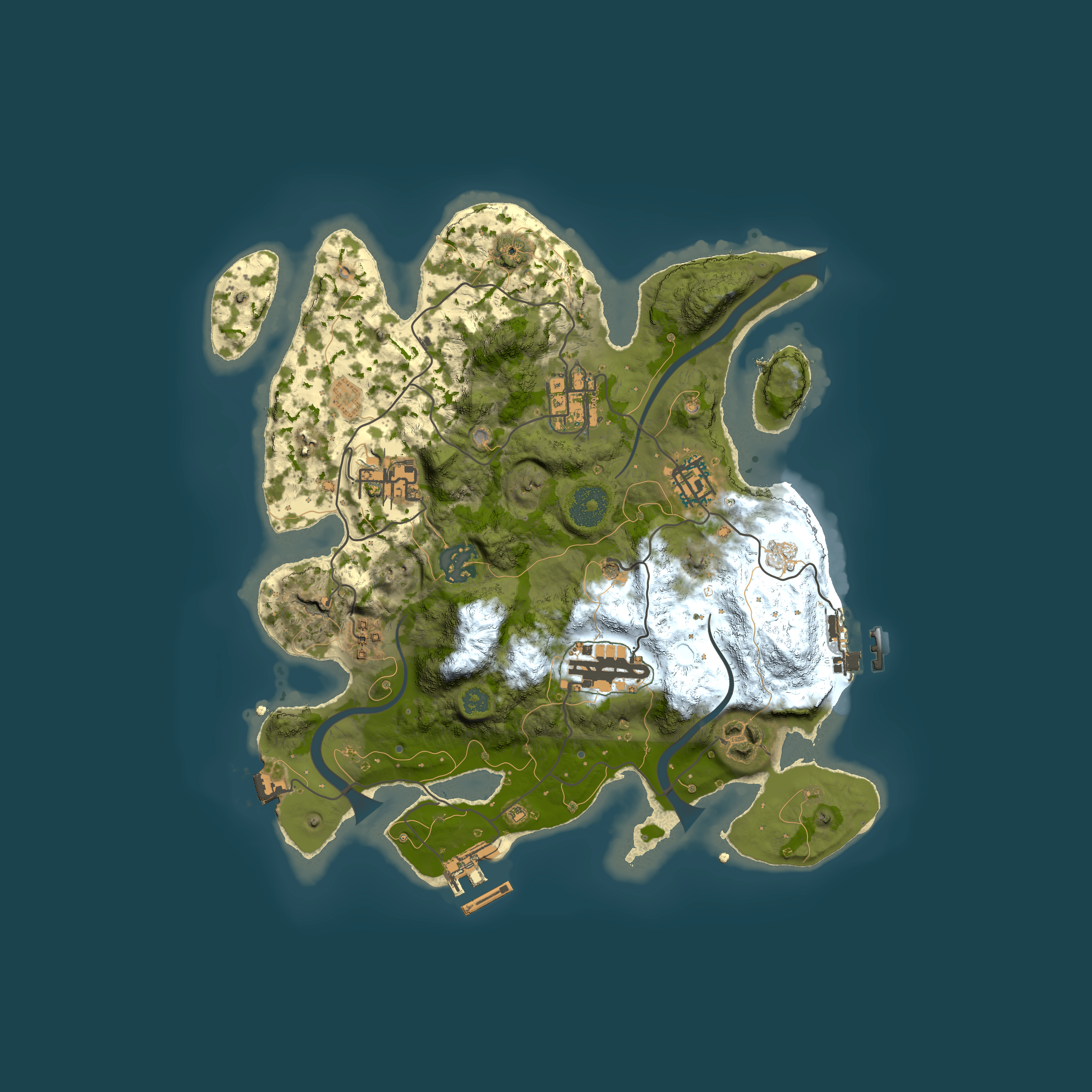 Full top-down render of Rust map seed 1207353577, 3000x3000m