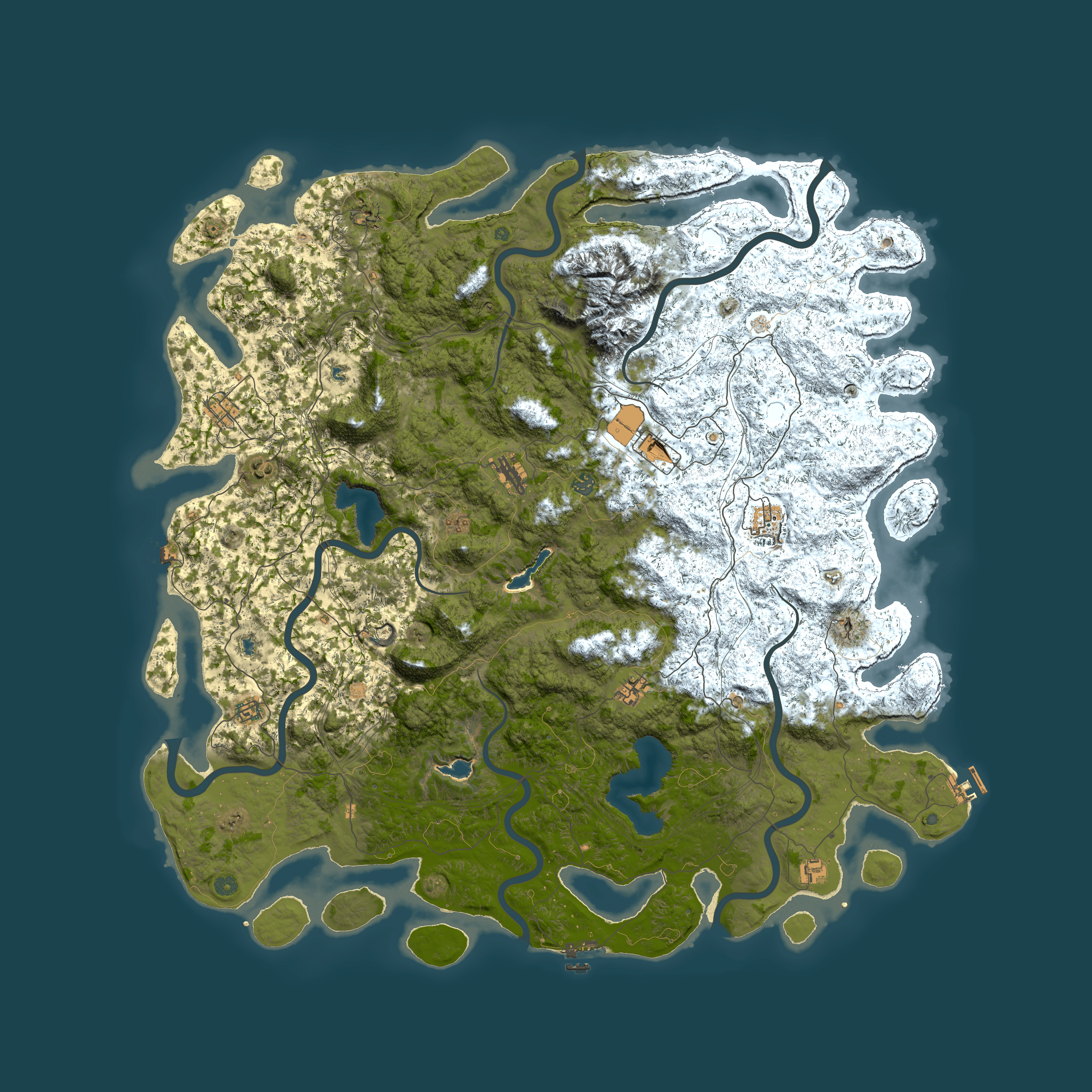 Full top-down render of Rust map seed 1708303858, 6000x6000m