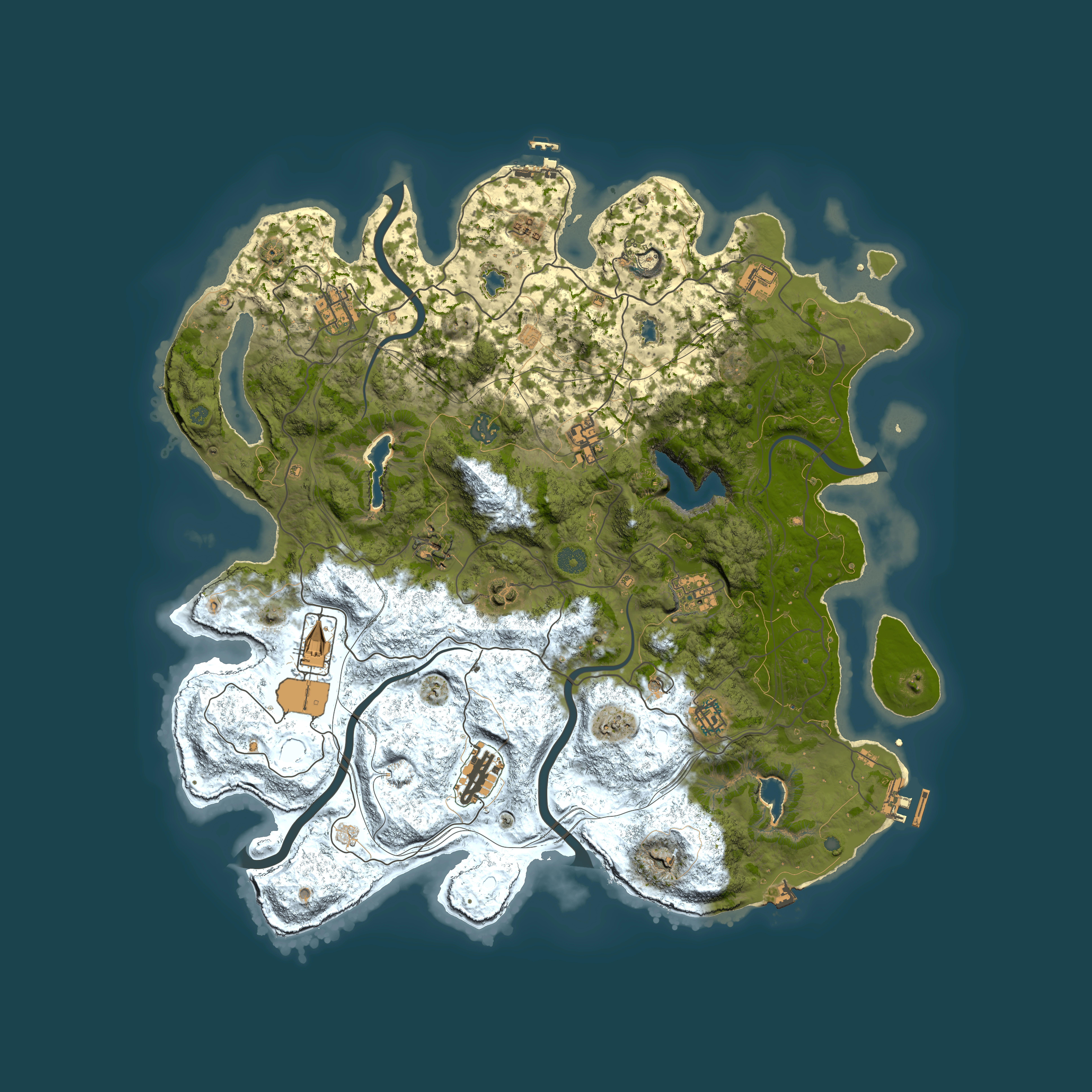 Full top-down render of Rust map seed 1305313293, 4500x4500m