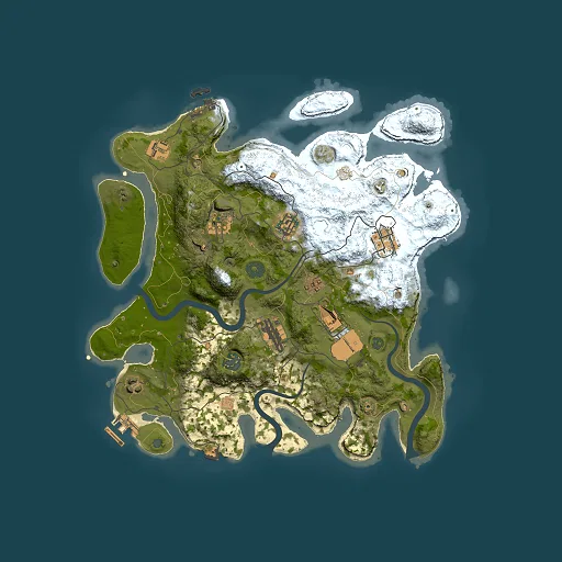 Rust map seed 1342821837, 3500x3500m top-down preview