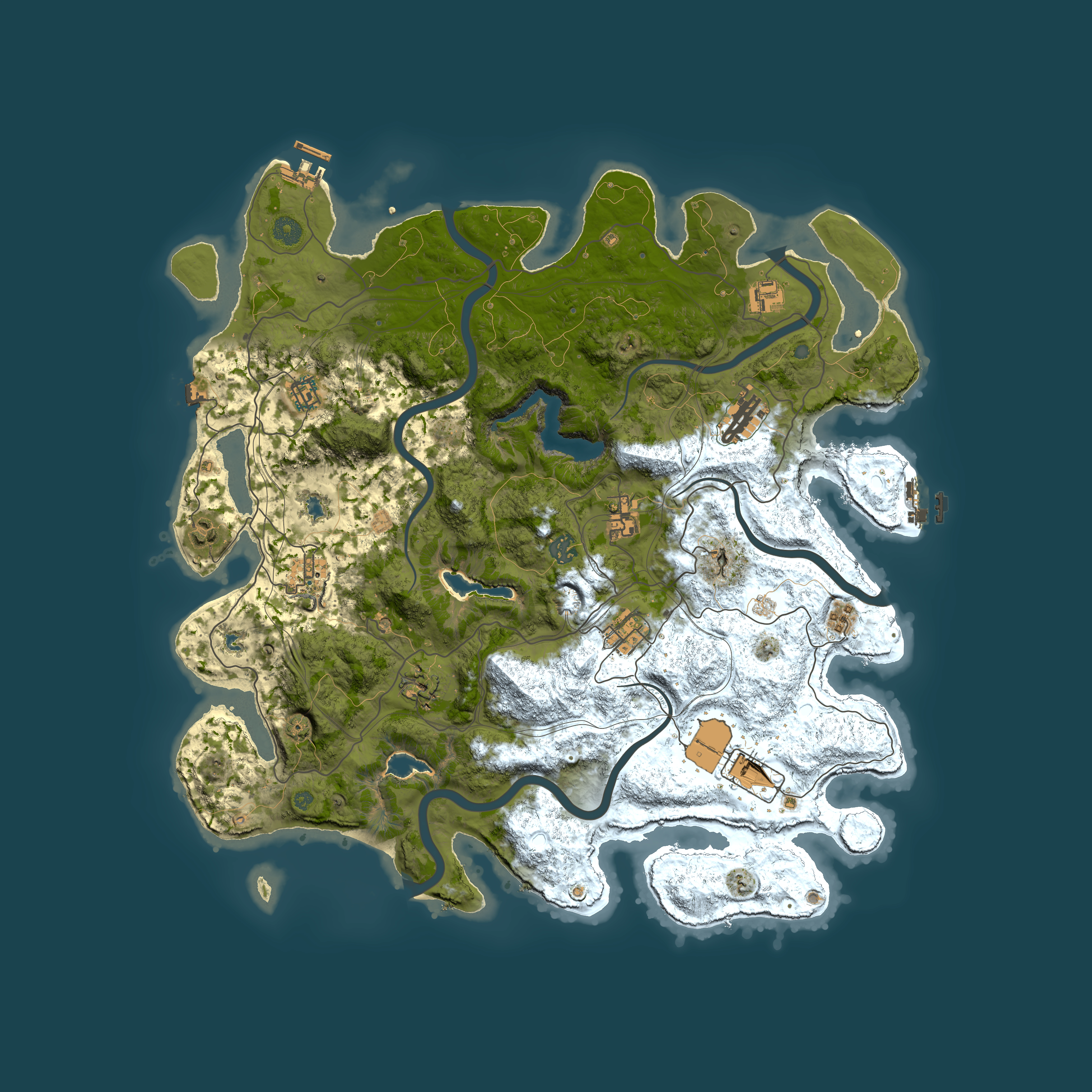 Full top-down render of Rust map seed 1303215807, 4500x4500m