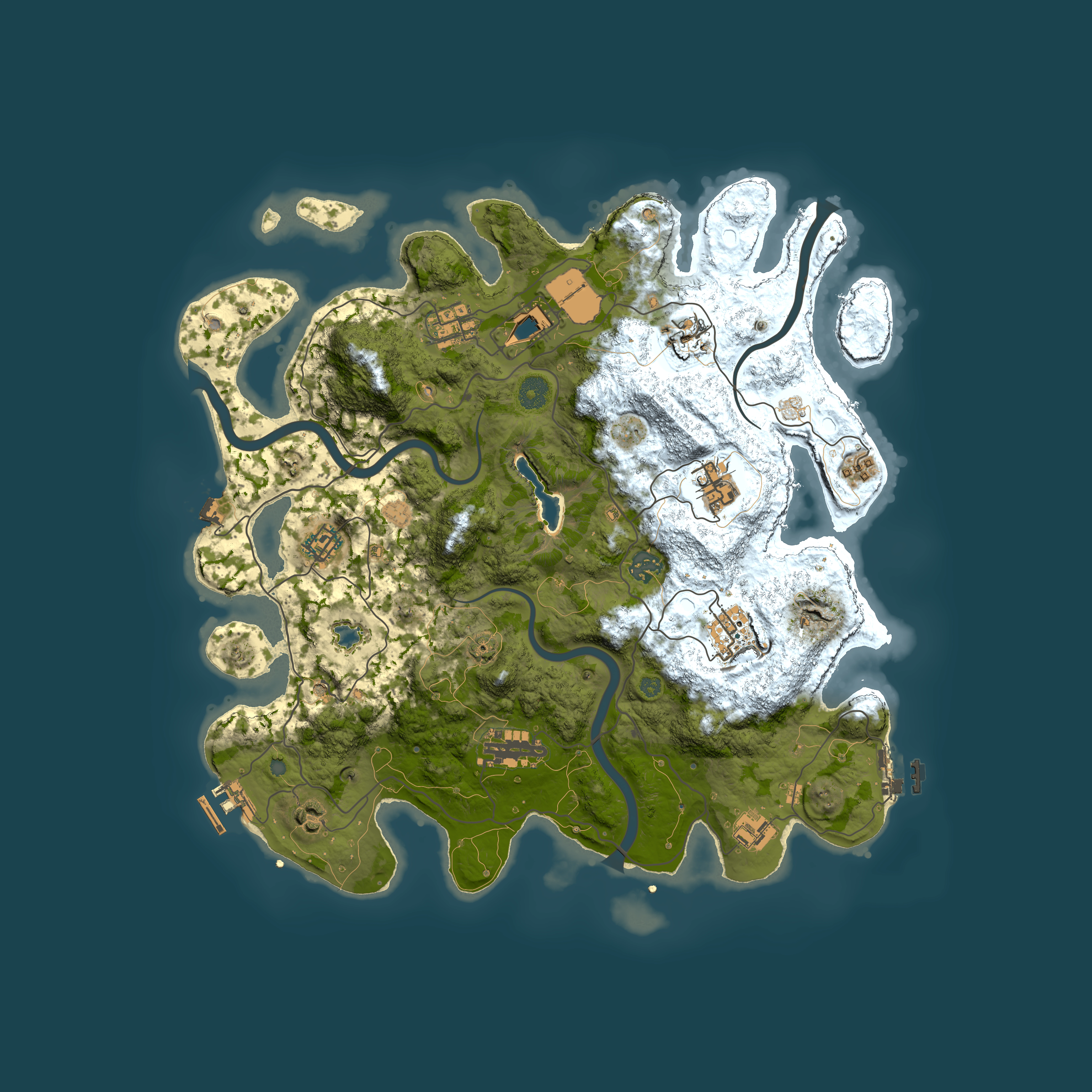 Full top-down render of Rust map seed 881368627, 4000x4000m