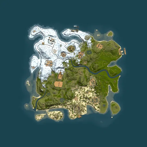 Rust map seed 1255889747, 3500x3500m top-down preview