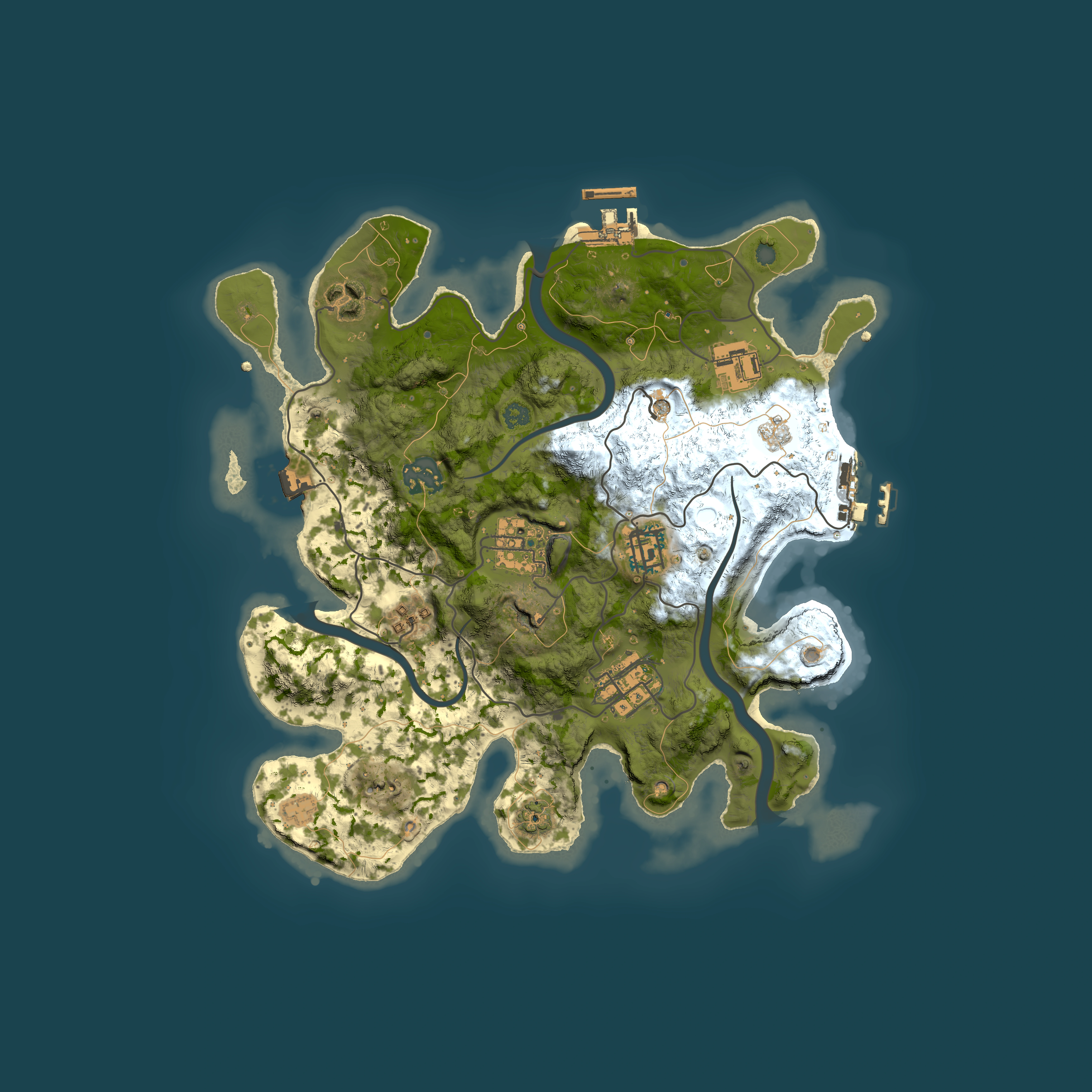 Full top-down render of Rust map seed 2050034621, 3000x3000m