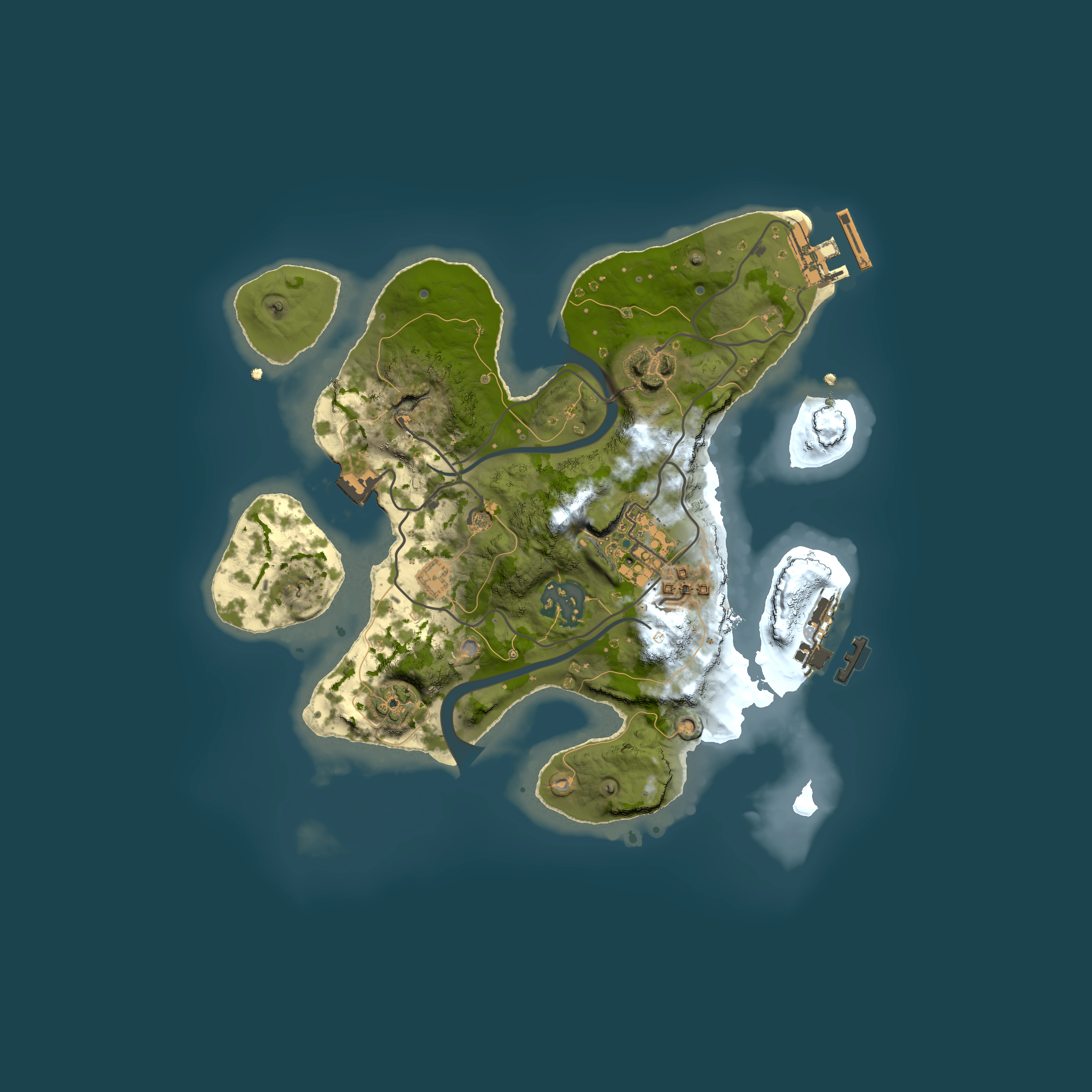 Full top-down render of Rust map seed 1843377748, 2500x2500m