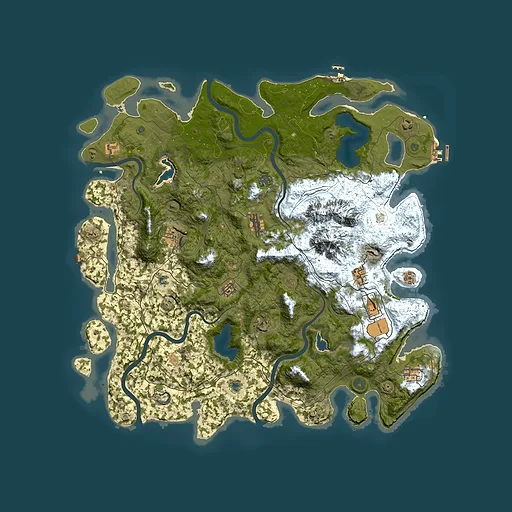 Rust map seed 198995306, 5000x5000m top-down preview