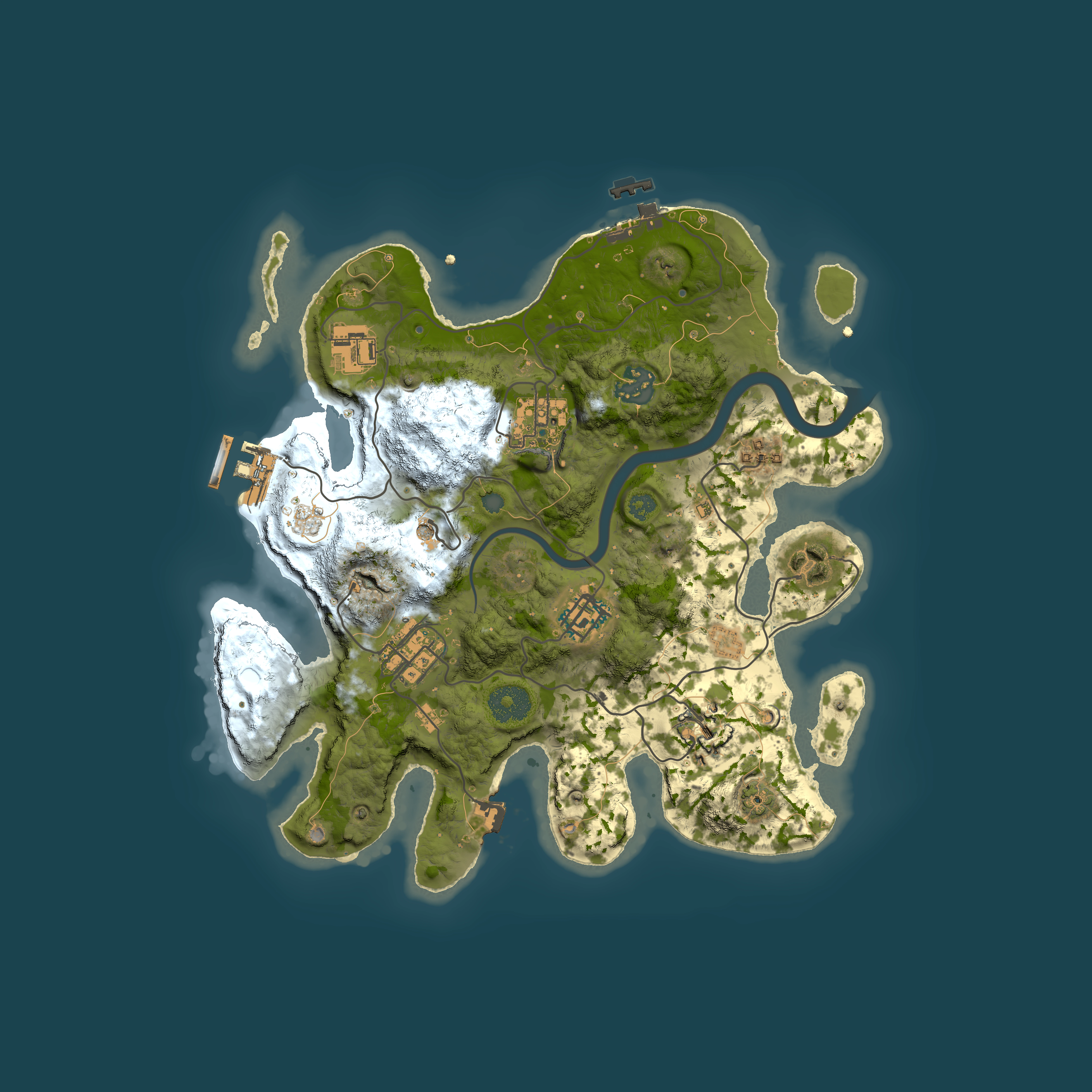 Full top-down render of Rust map seed 851593746, 3000x3000m