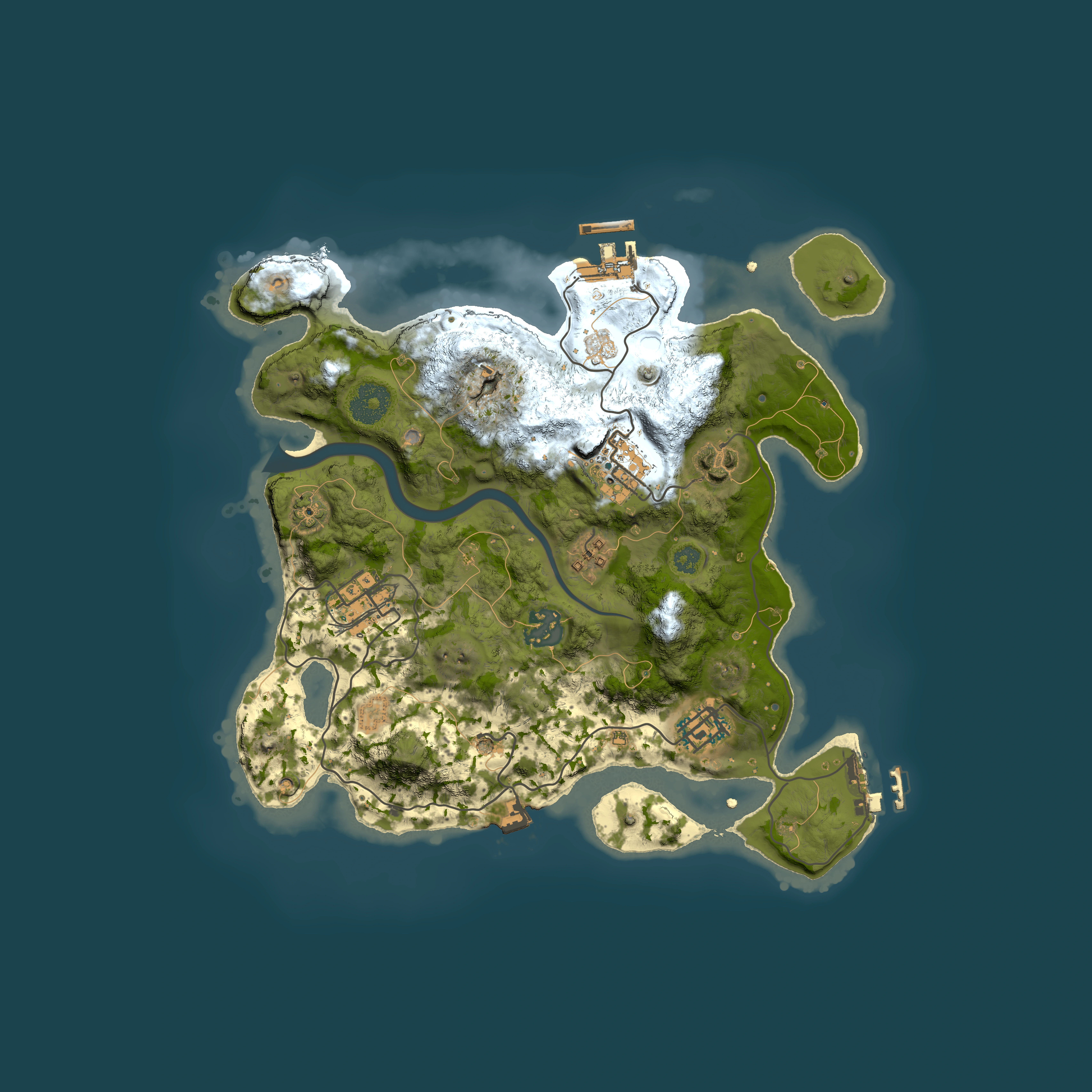 Full top-down render of Rust map seed 1613947167, 3000x3000m