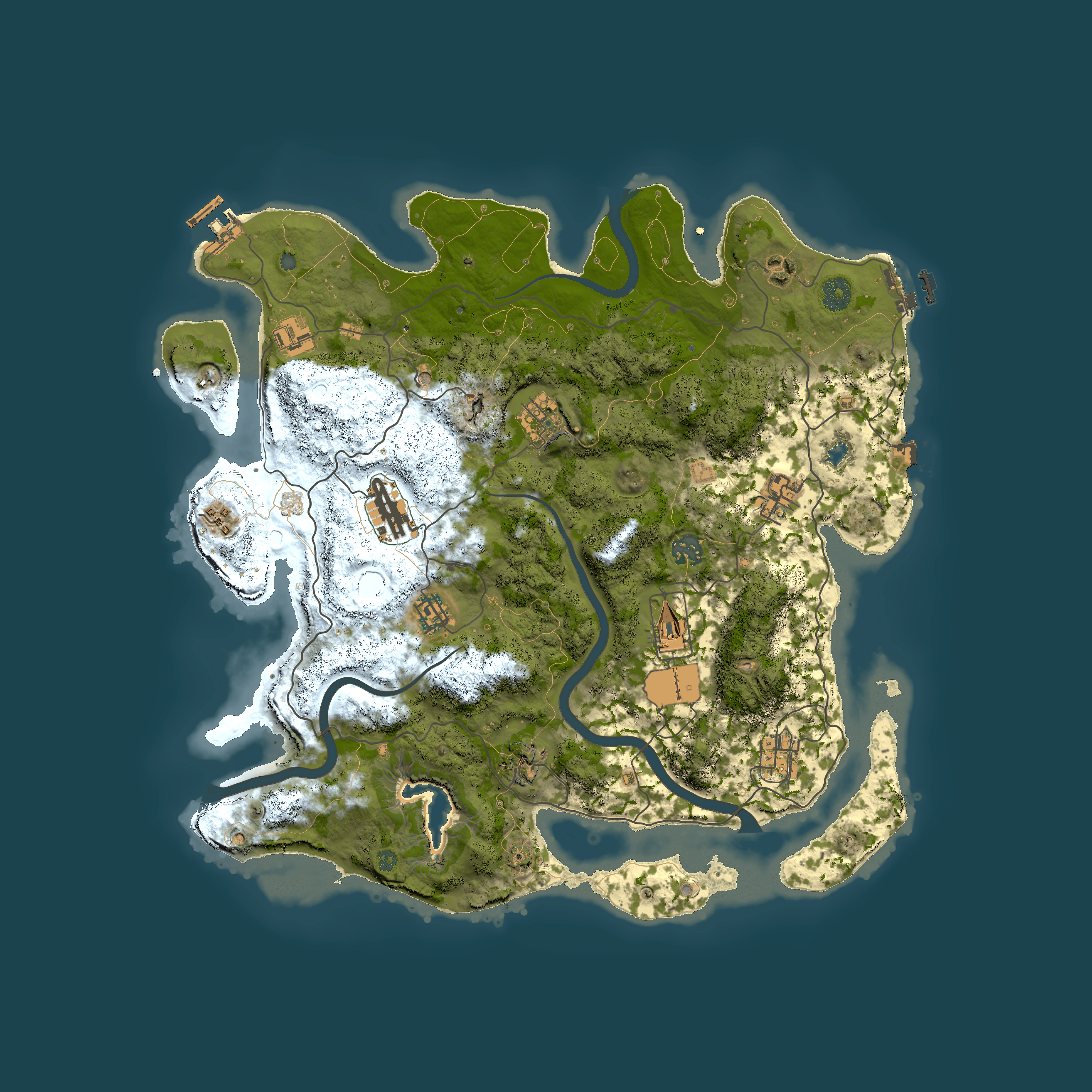 Full top-down render of Rust map seed 931982912, 4000x4000m