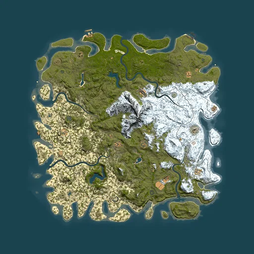 Rust map seed 2007293721, 6000x6000m top-down preview