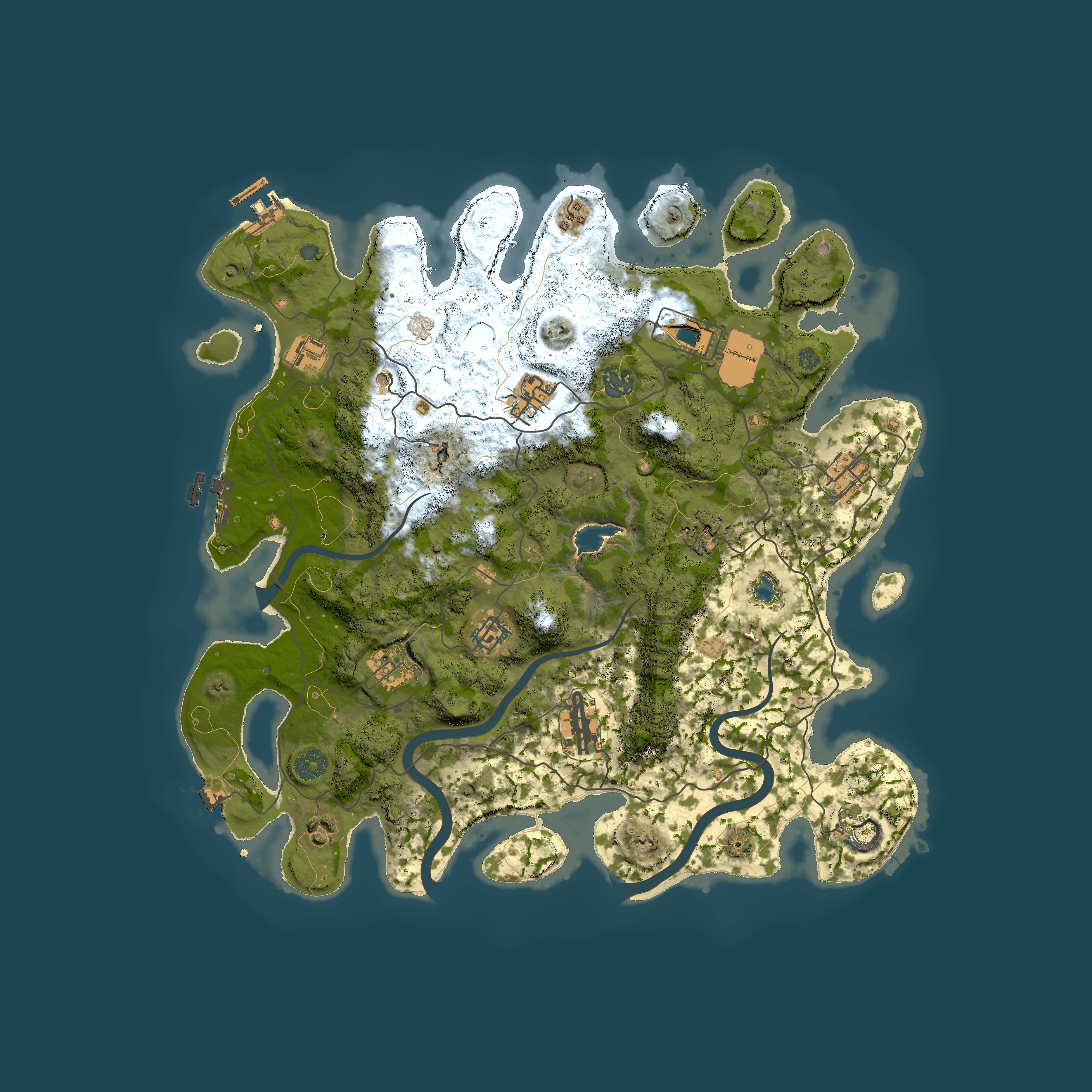 Full top-down render of Rust map seed 1625909532, 4000x4000m