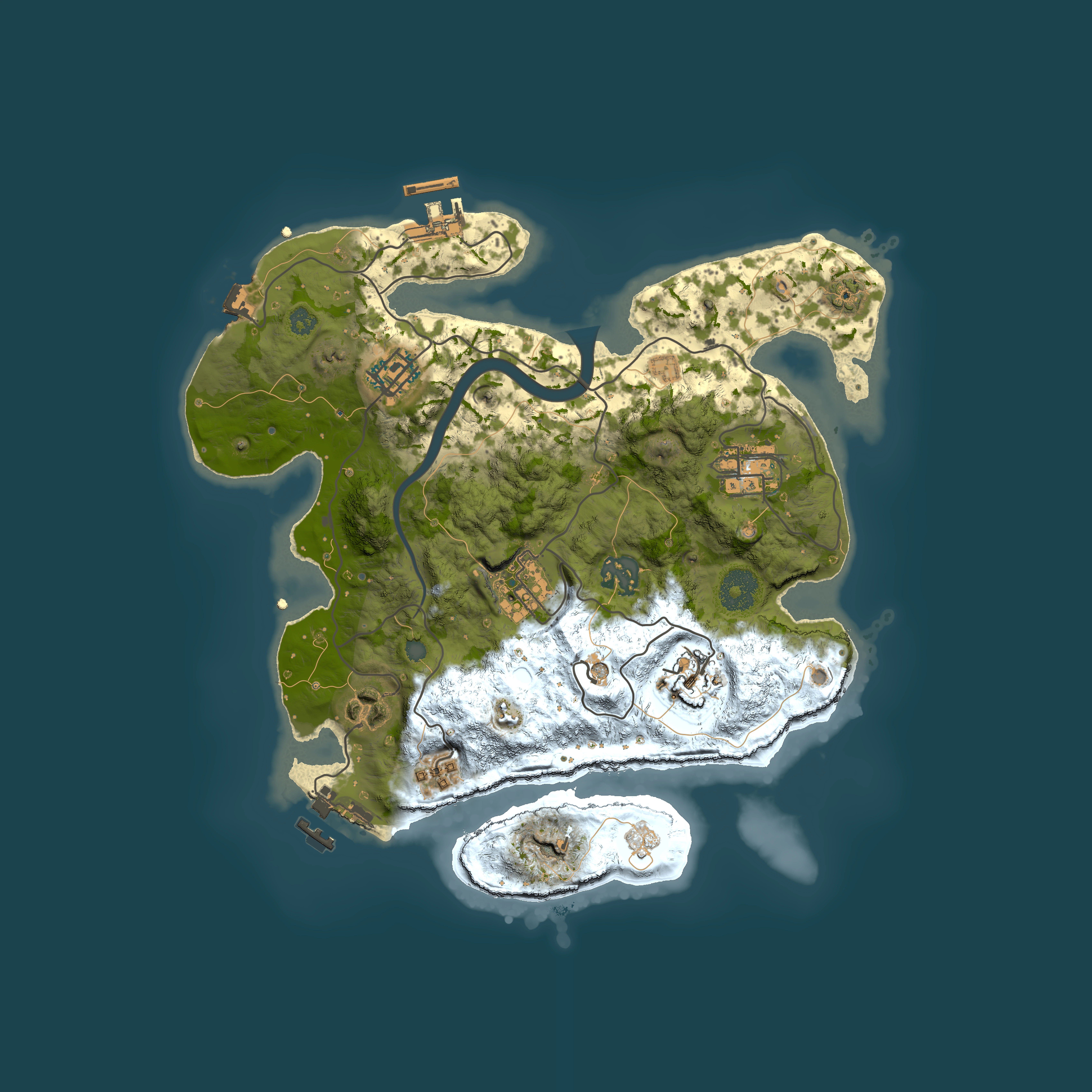 Full top-down render of Rust map seed 1565528208, 3000x3000m