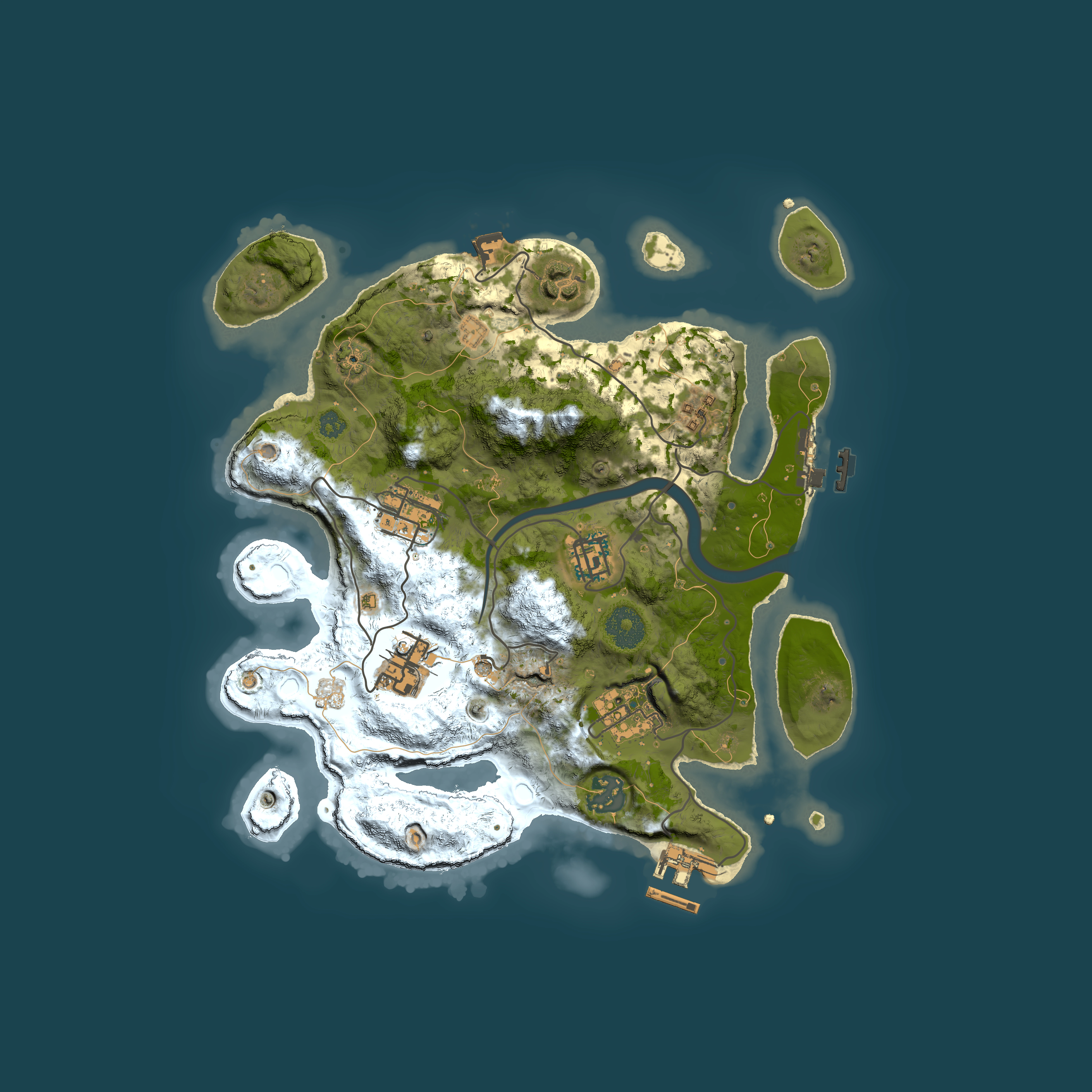 Full top-down render of Rust map seed 556370654, 3000x3000m