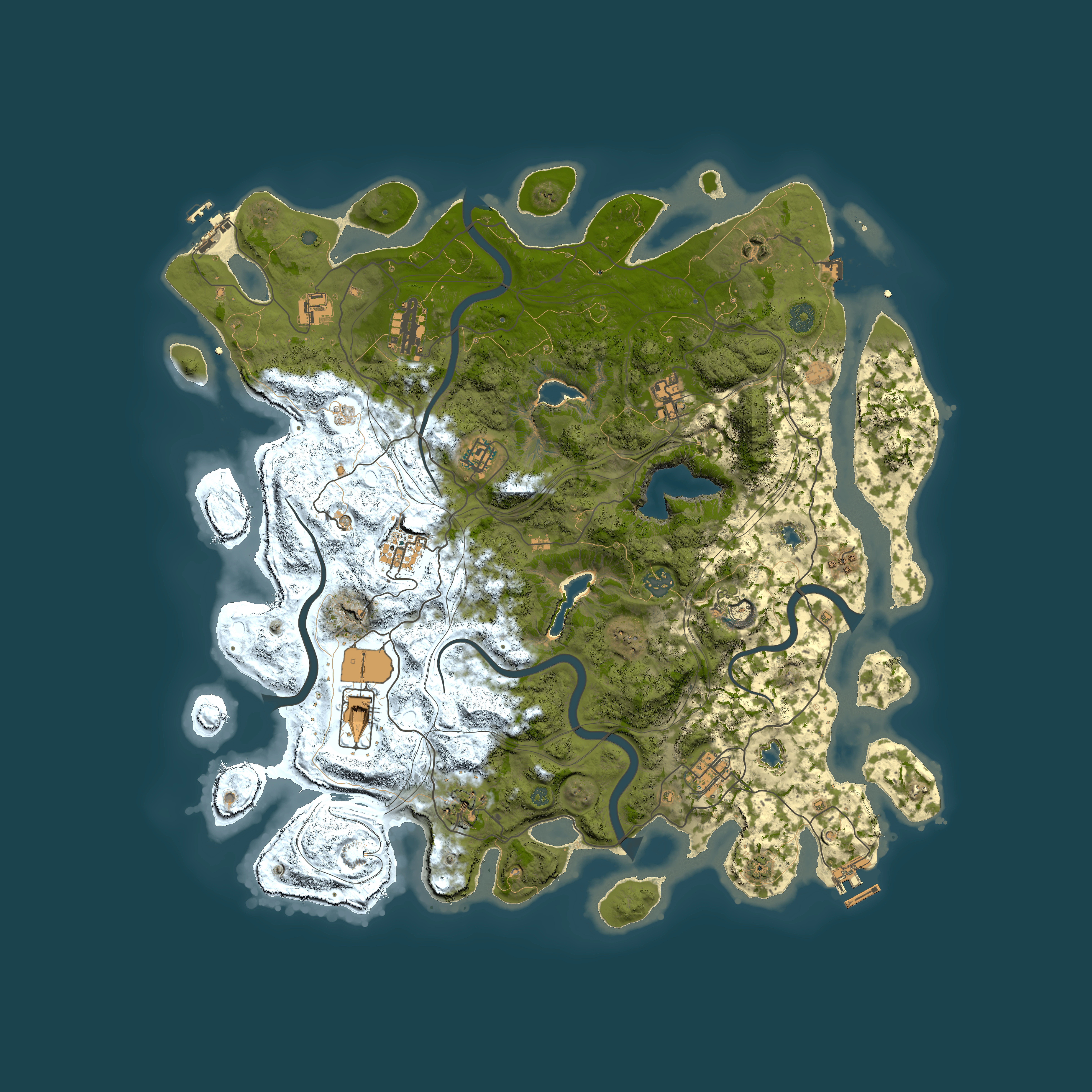 Full top-down render of Rust map seed 2007620128, 4500x4500m