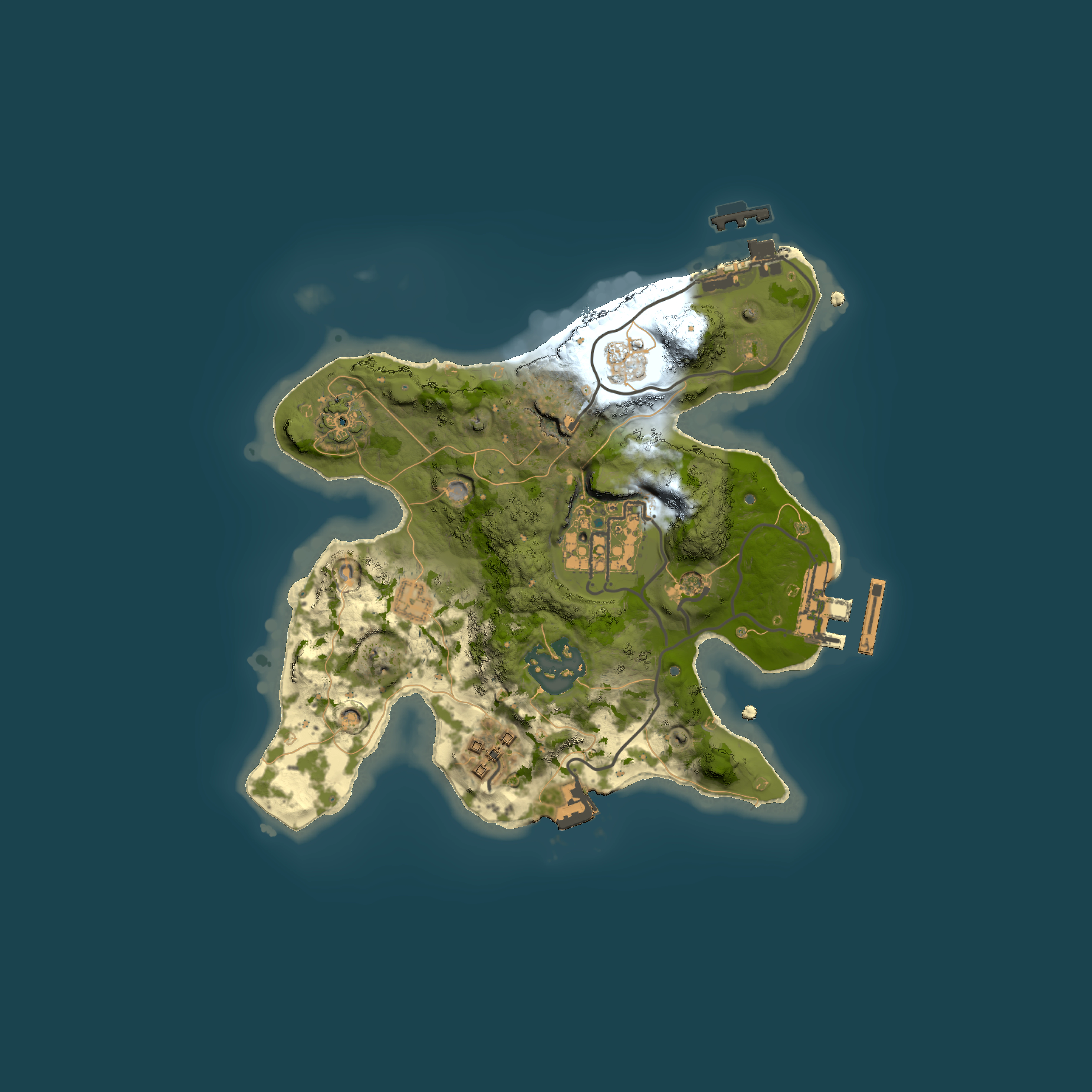 Full top-down render of Rust map seed 485821366, 2000x2000m