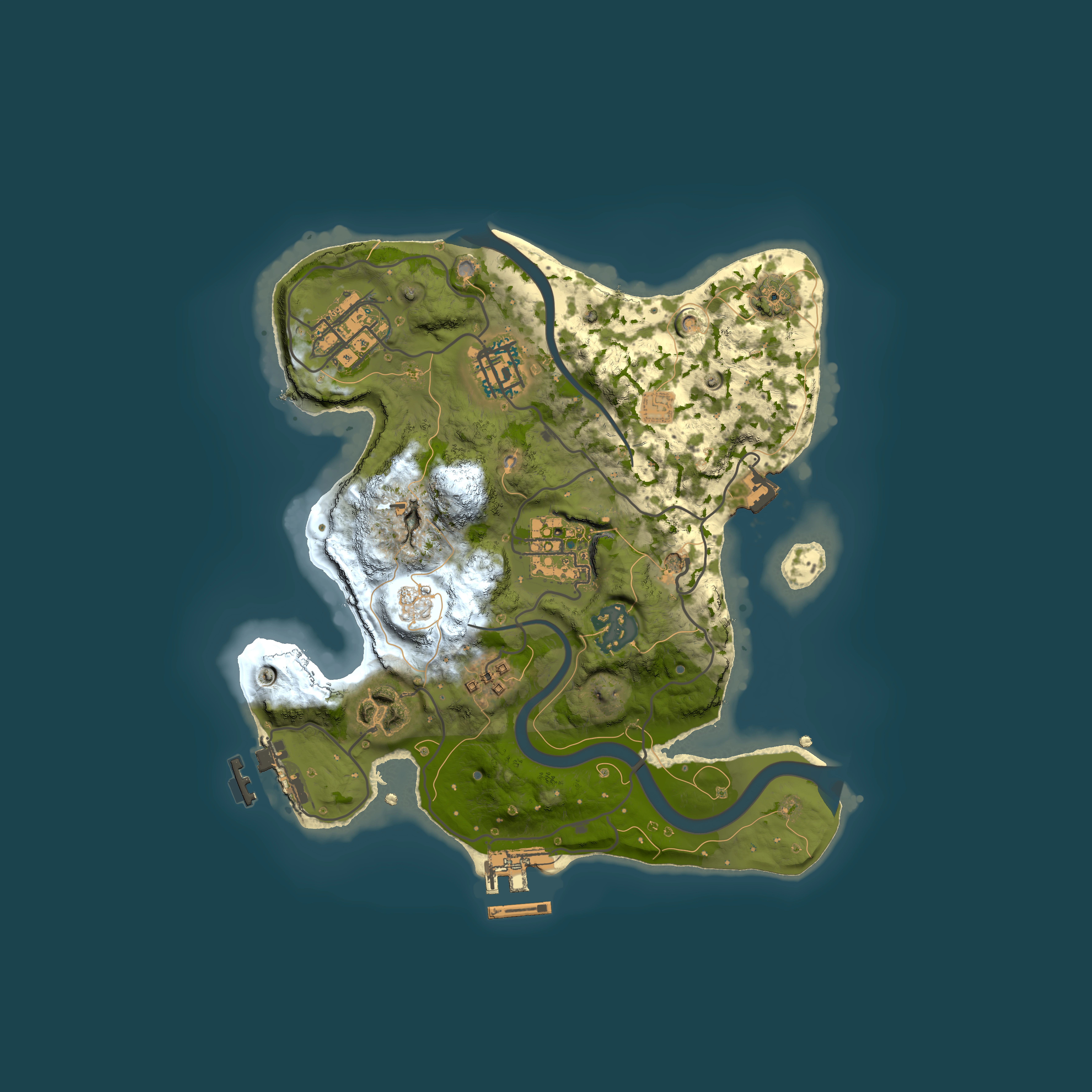 Full top-down render of Rust map seed 867626898, 2500x2500m