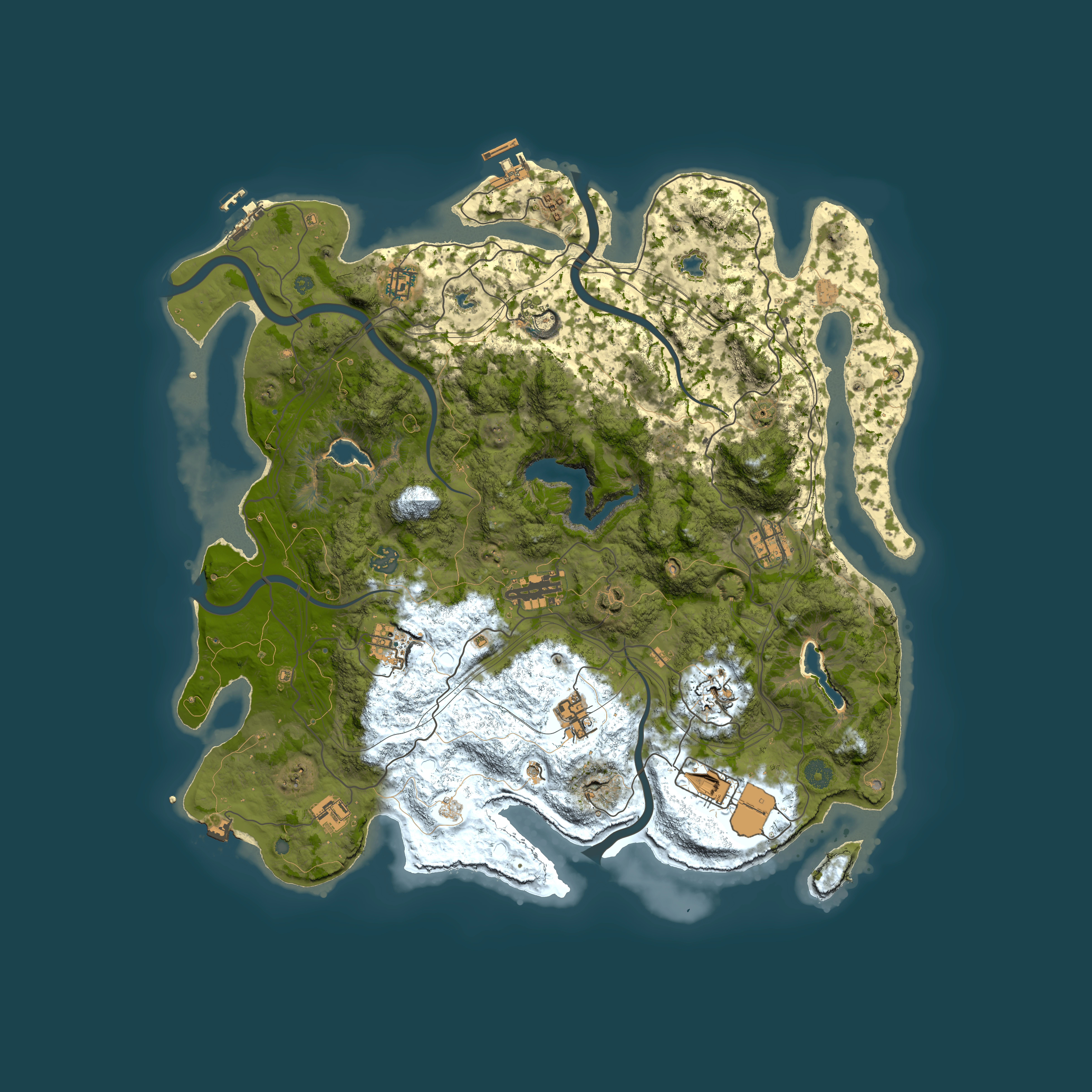 Full top-down render of Rust map seed 874370473, 4500x4500m