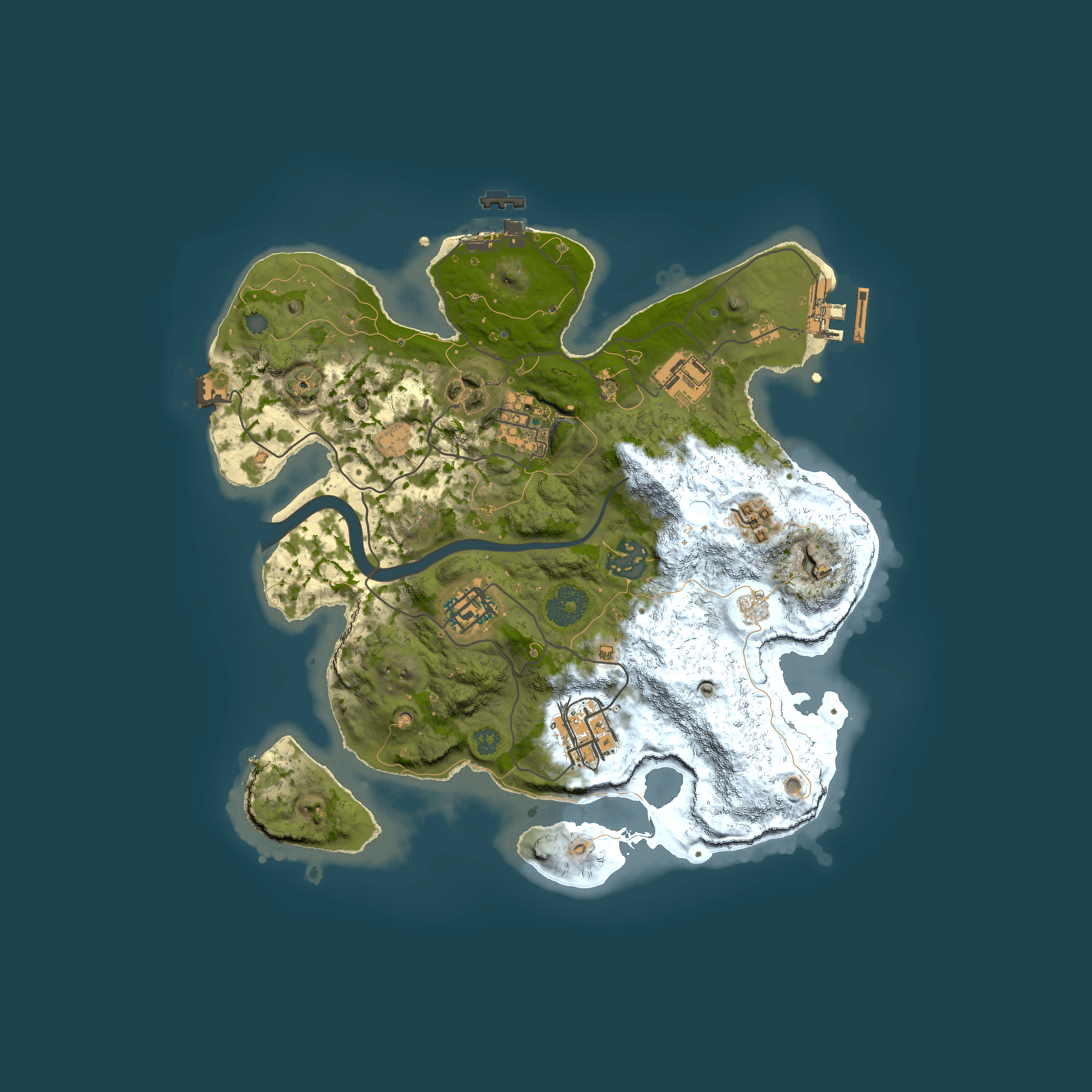Full top-down render of Rust map seed 1143514779, 3000x3000m