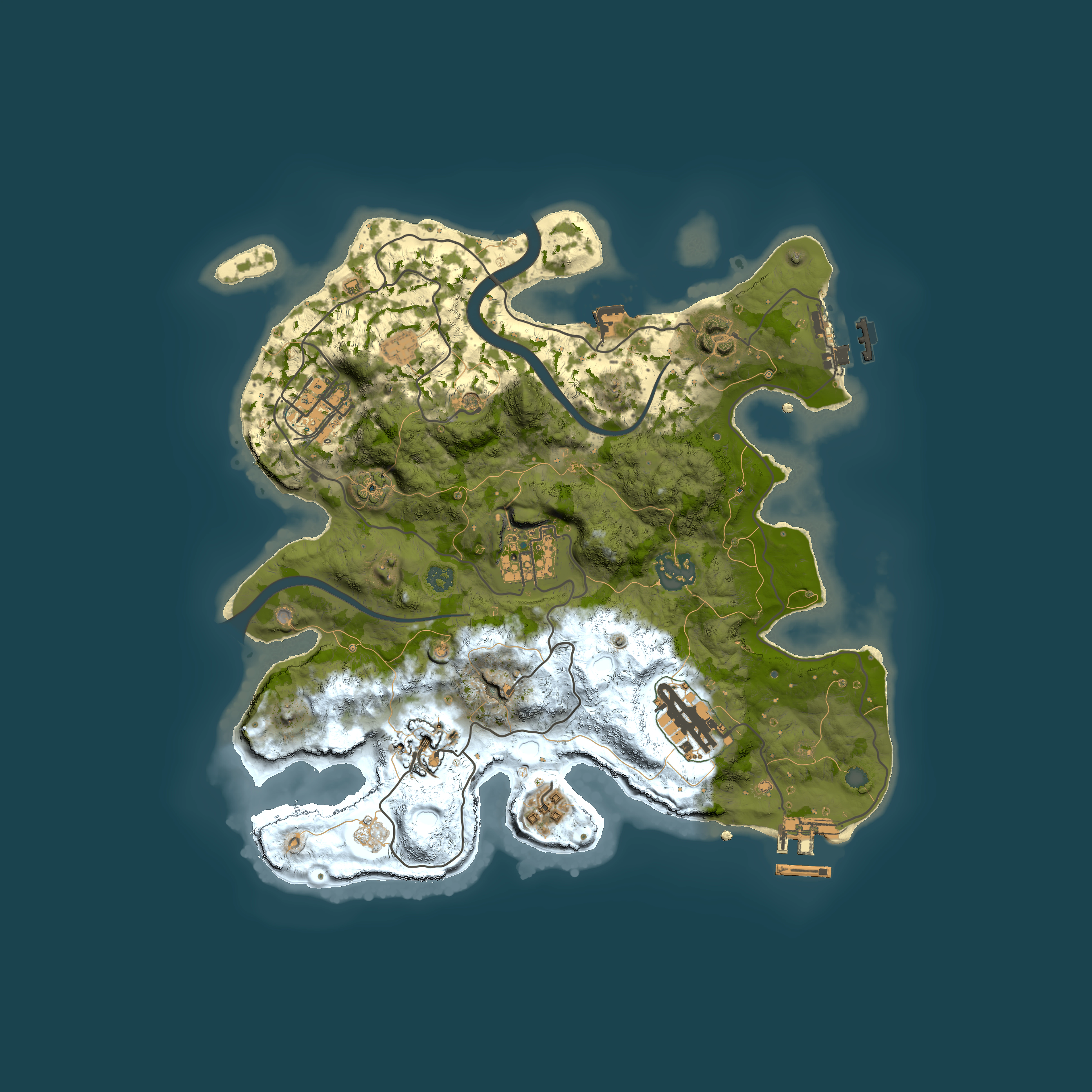 Full top-down render of Rust map seed 625370717, 3000x3000m