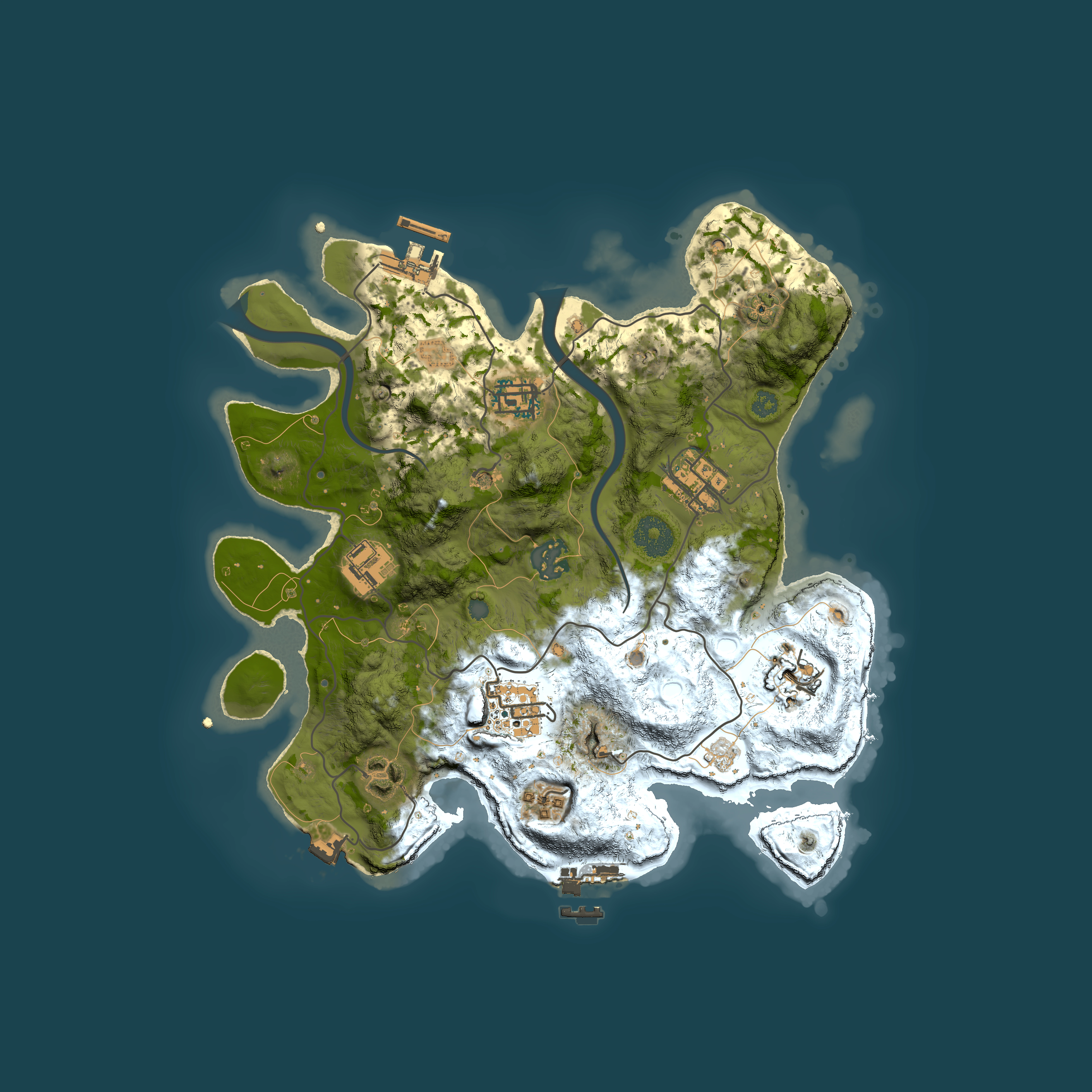 Full top-down render of Rust map seed 1022168455, 3000x3000m
