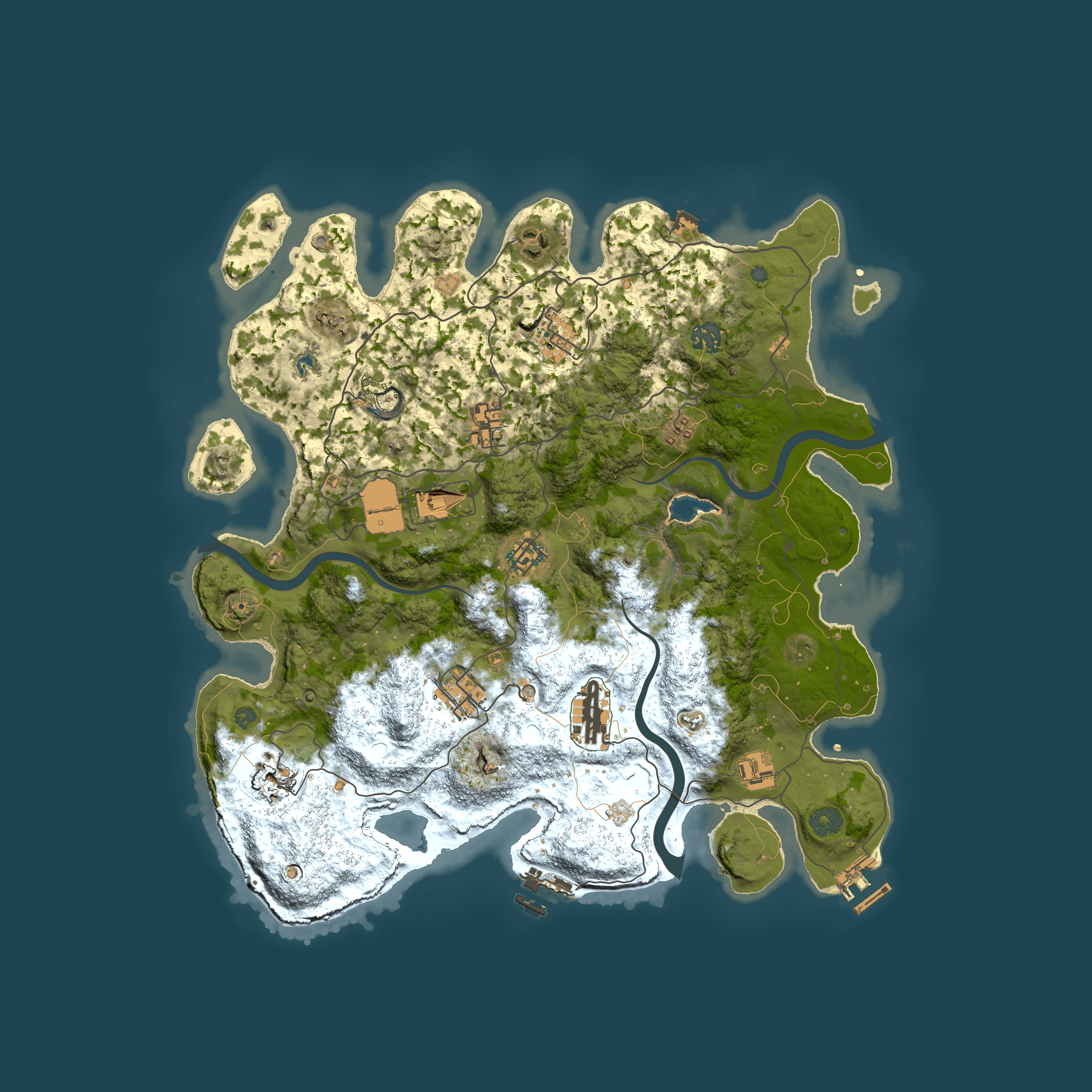 Full top-down render of Rust map seed 1003493560, 4000x4000m