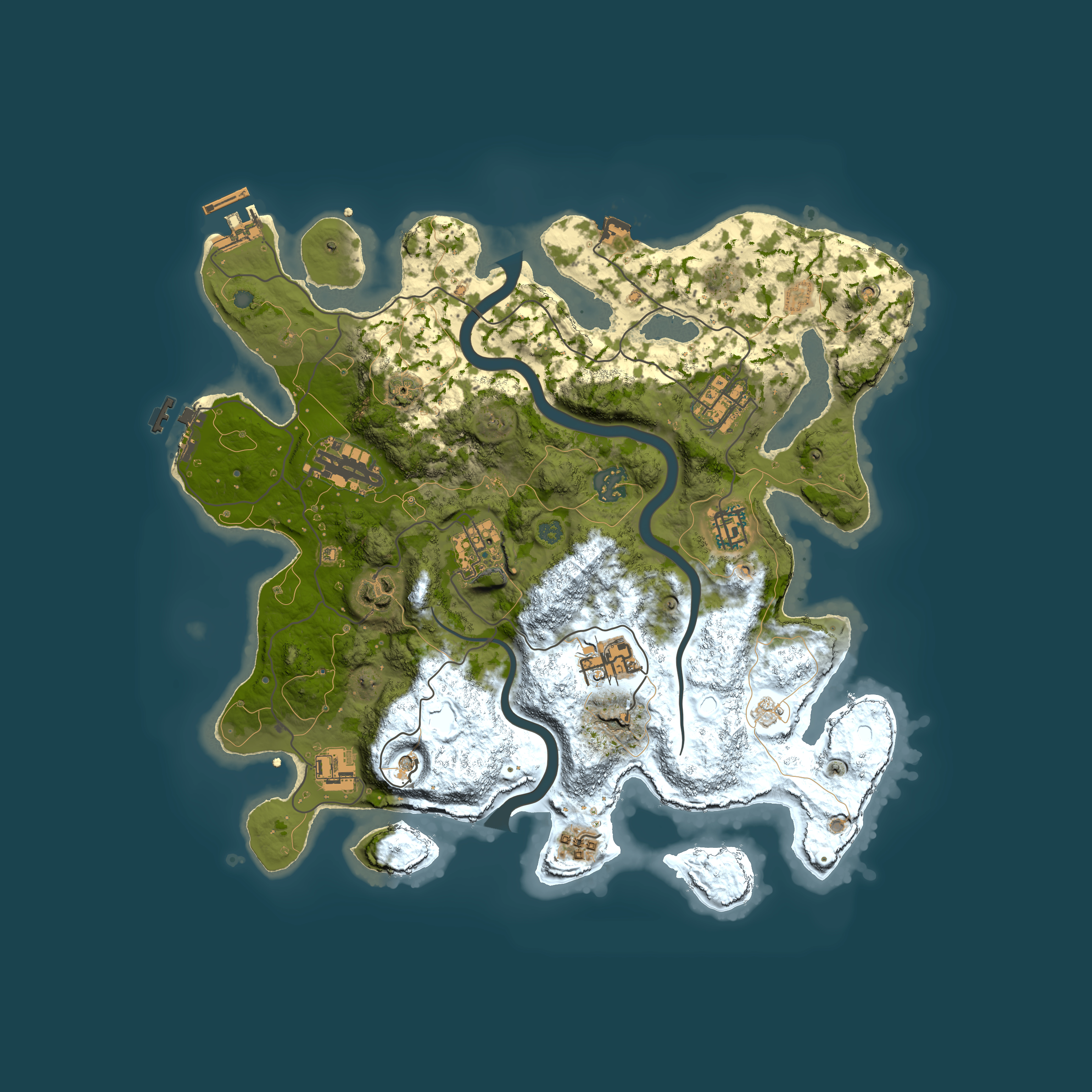 Full top-down render of Rust map seed 1410298528, 3500x3500m